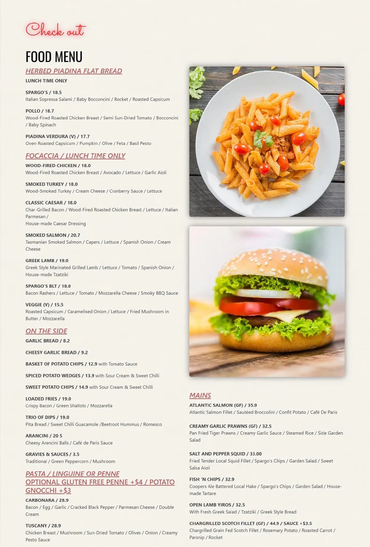 Spargo’s Oakland Park menu, page 3