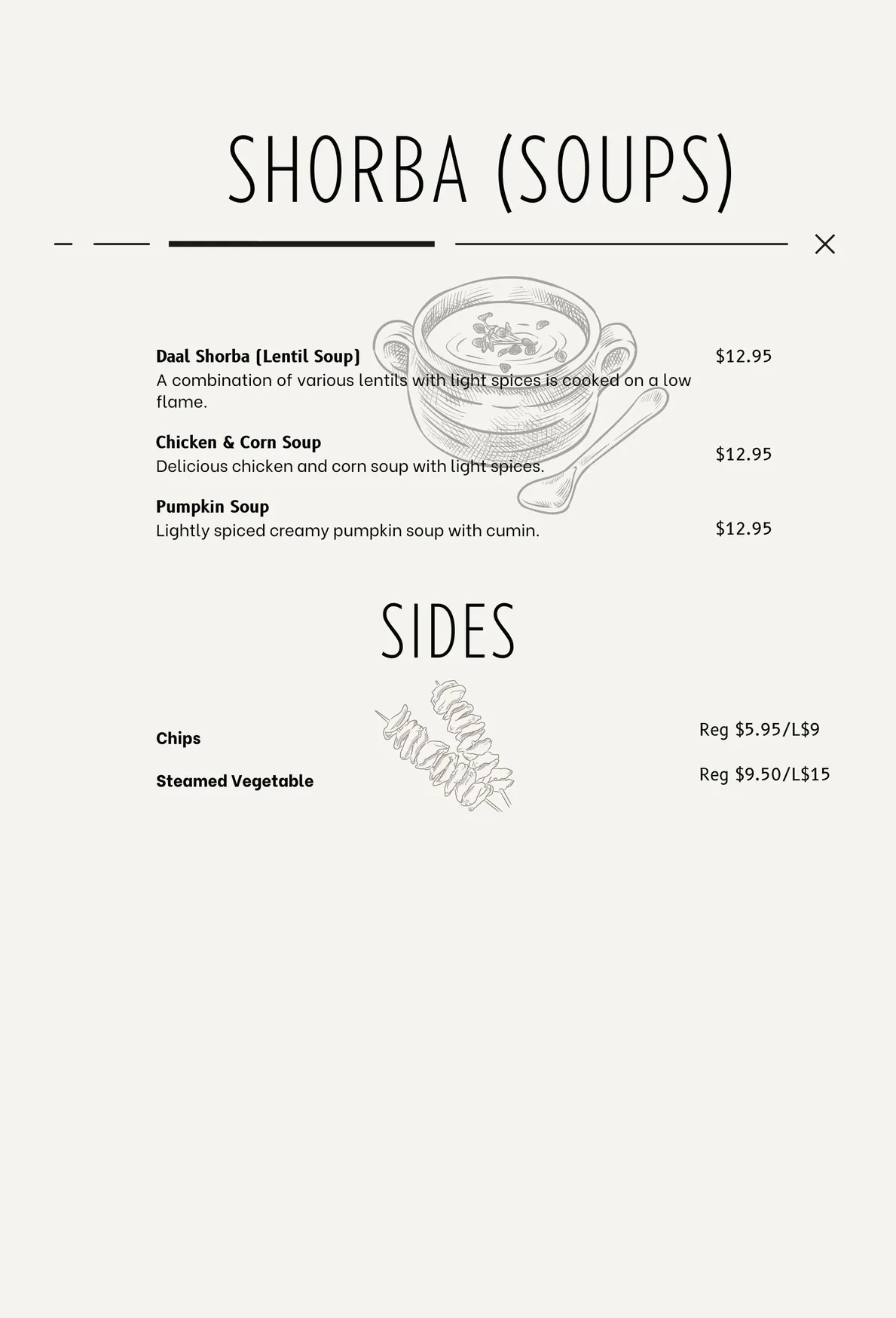 Krish Indian menu, page 5