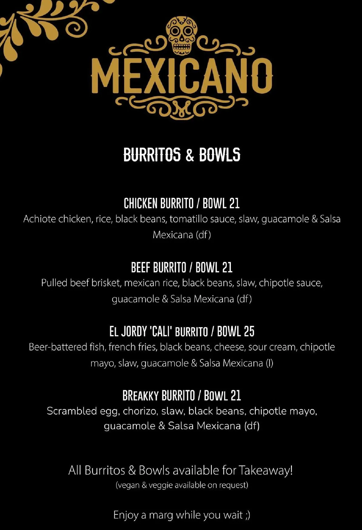 Mexicano Narrabeen menu, page 1
