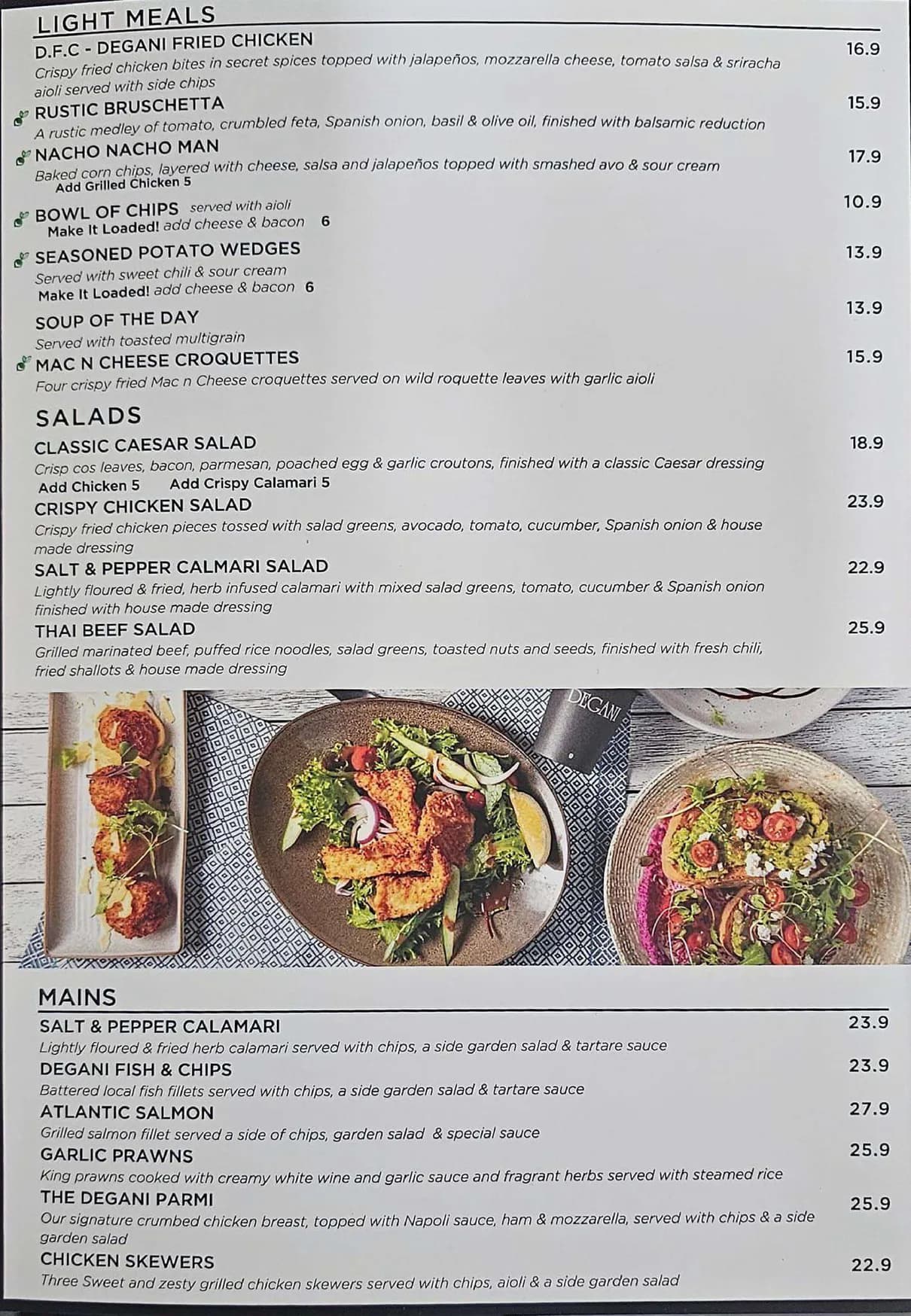 Degani Bentons Square menu, page 2
