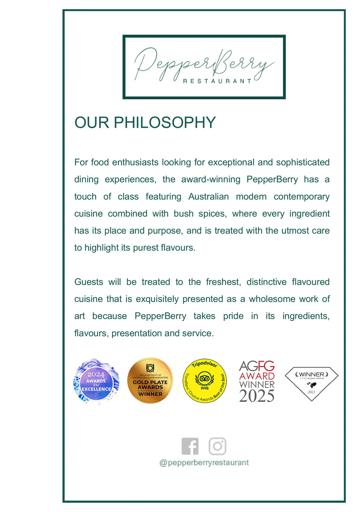 Pepperberry menu, page 9