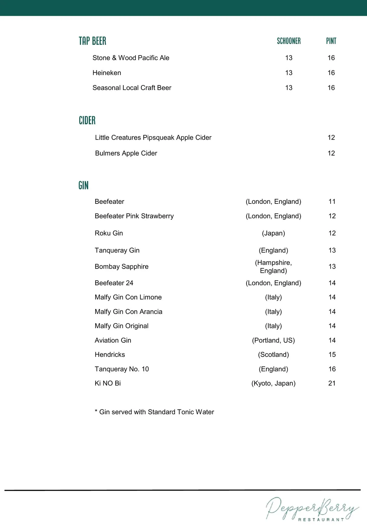 Pepperberry menu, page 23