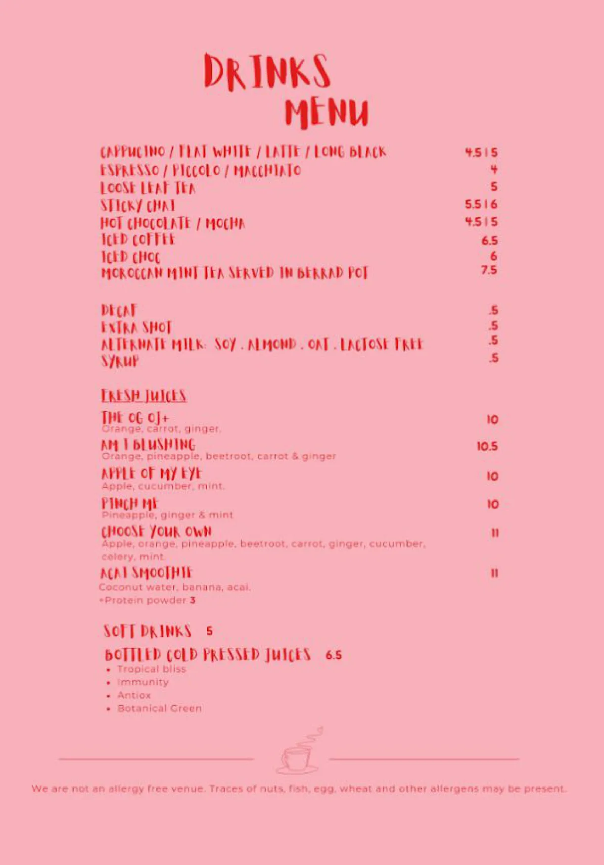 The North End Cafe menu, page 5