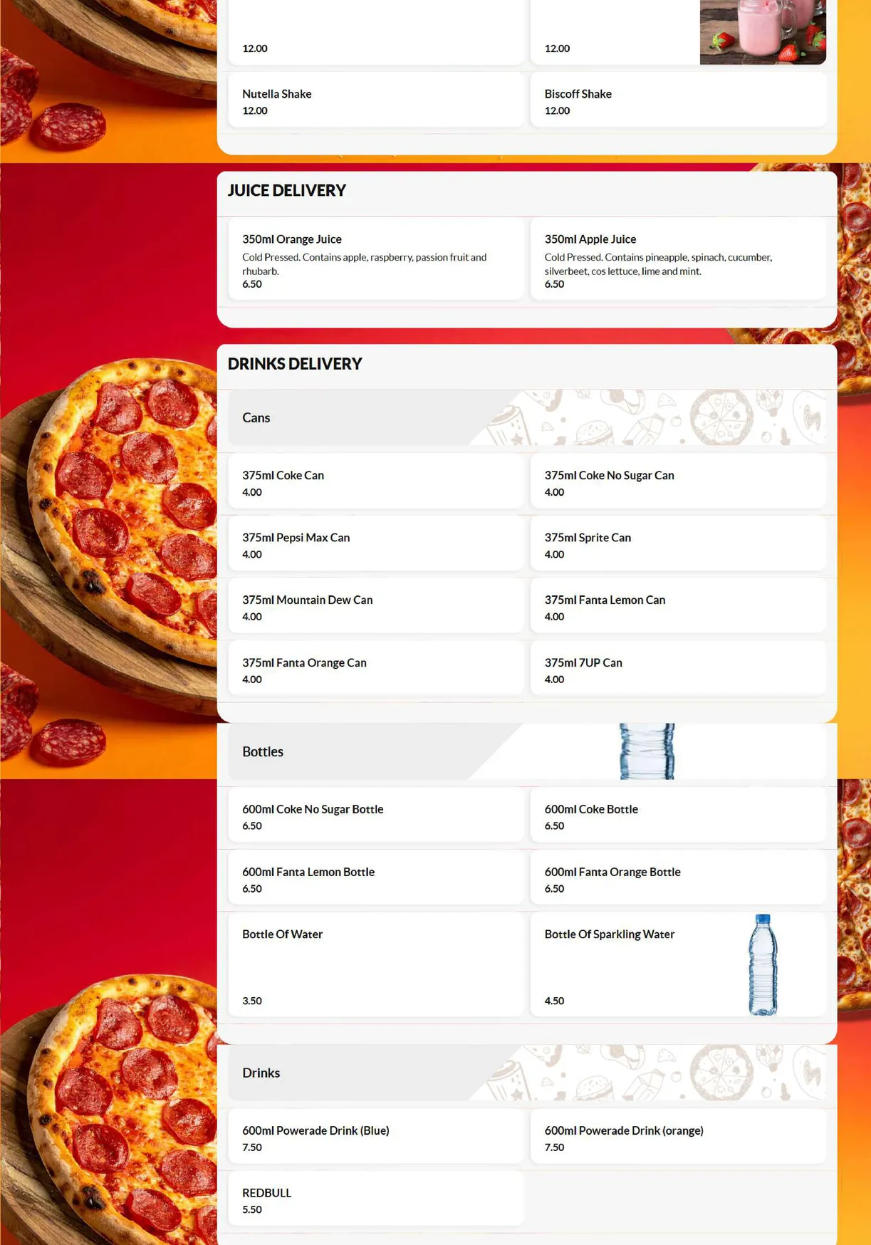 Navi’s Pizza Pasta menu, page 6