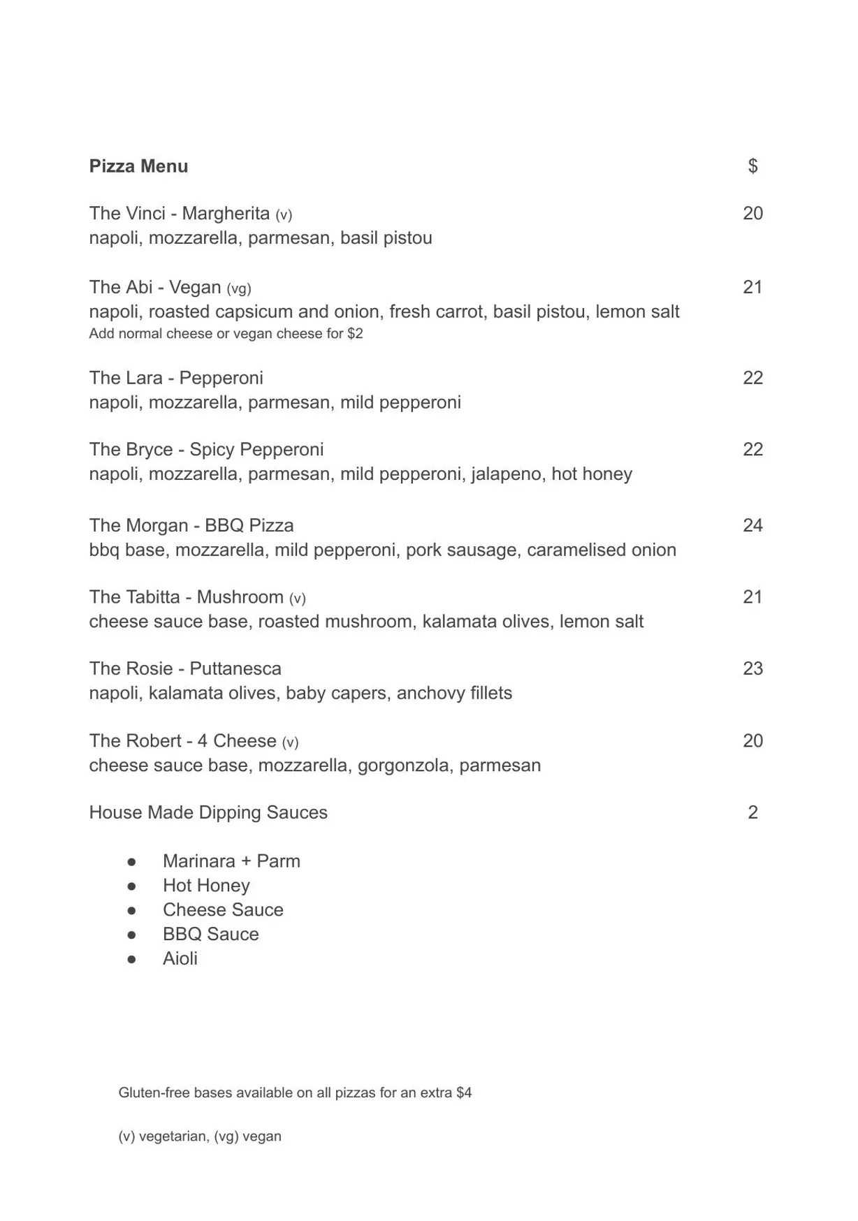 Local Brewing Co menu, page 1