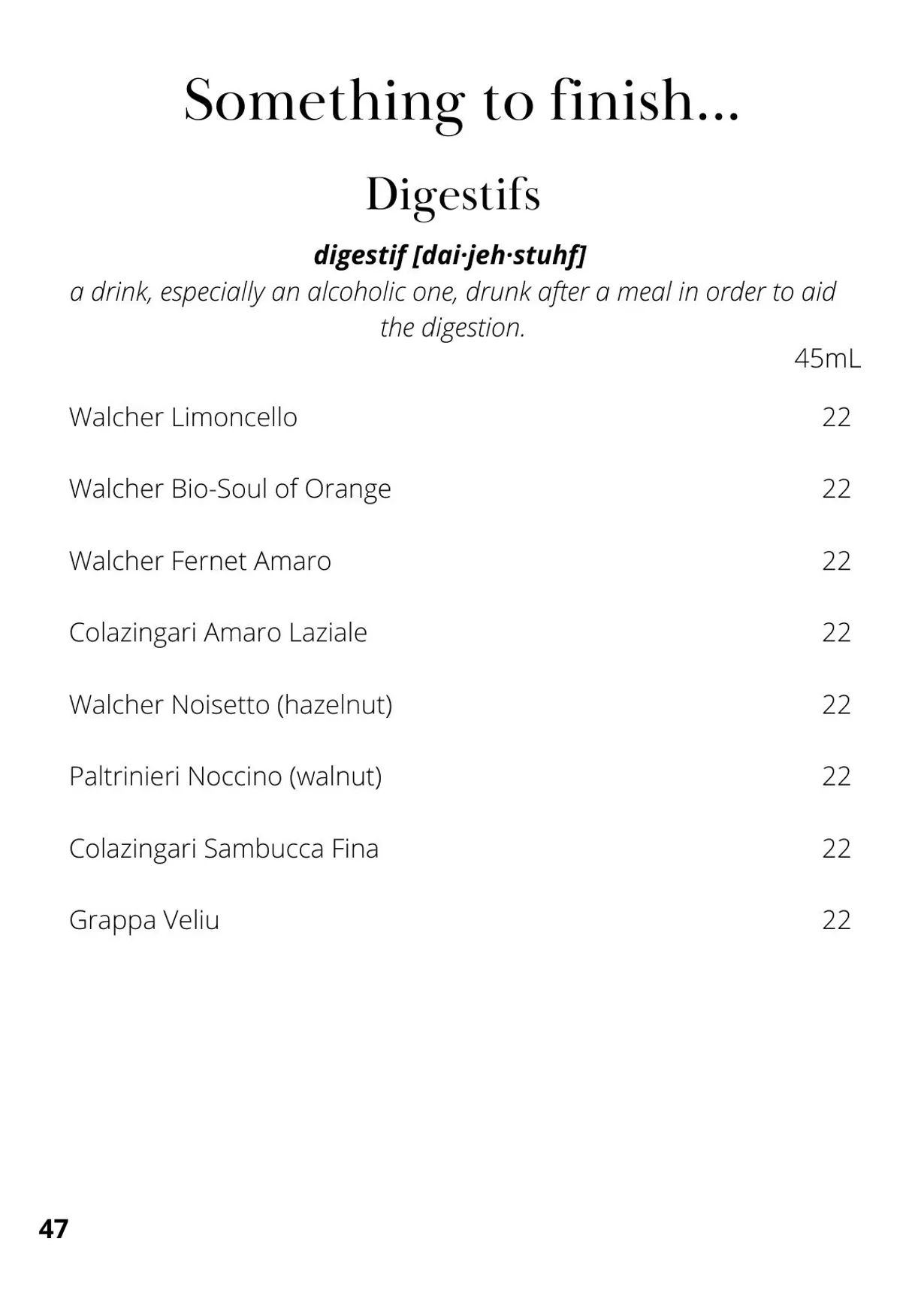 The Cowrie menu, page 53