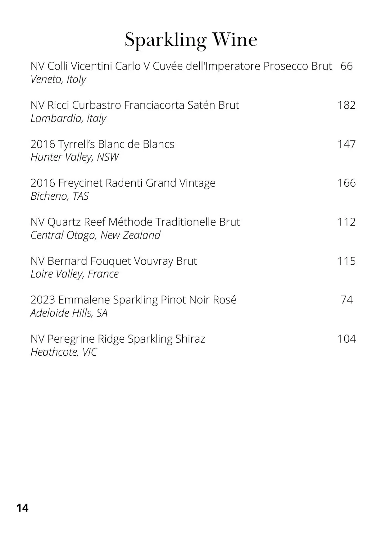 The Cowrie menu, page 20