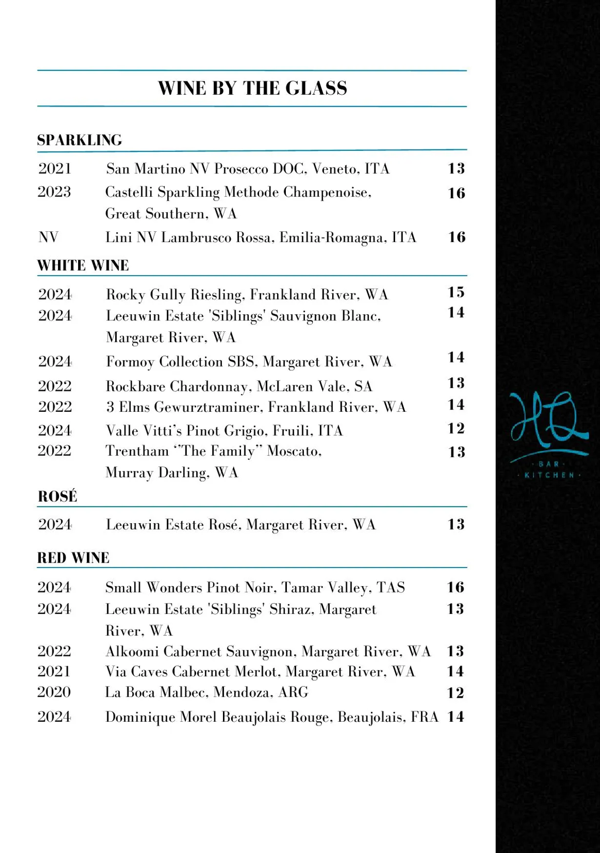 HQ Bar + Kitchen menu, page 6