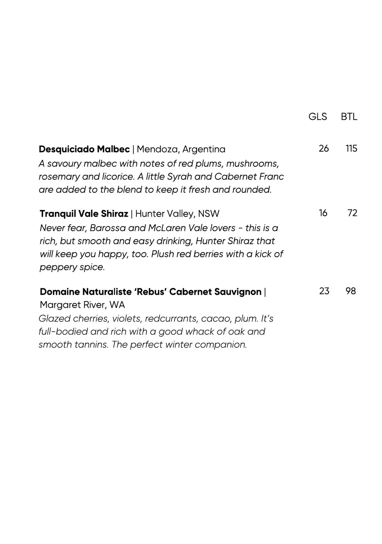 Flight Path Wine Bar menu, page 10