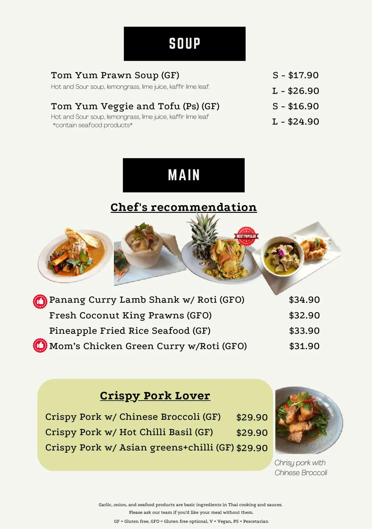 Atom Thai menu, page 4