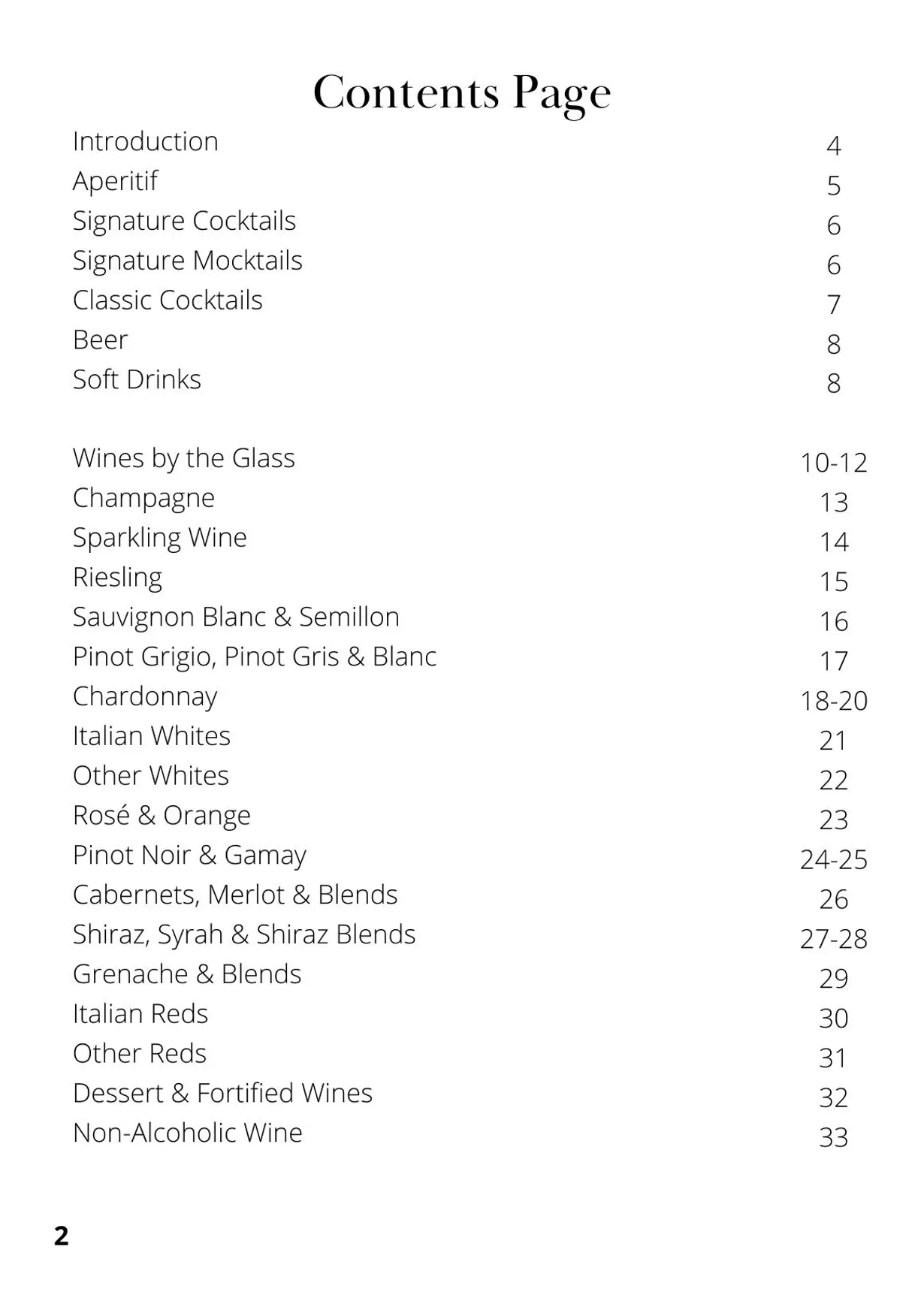 The Cowrie menu, page 8