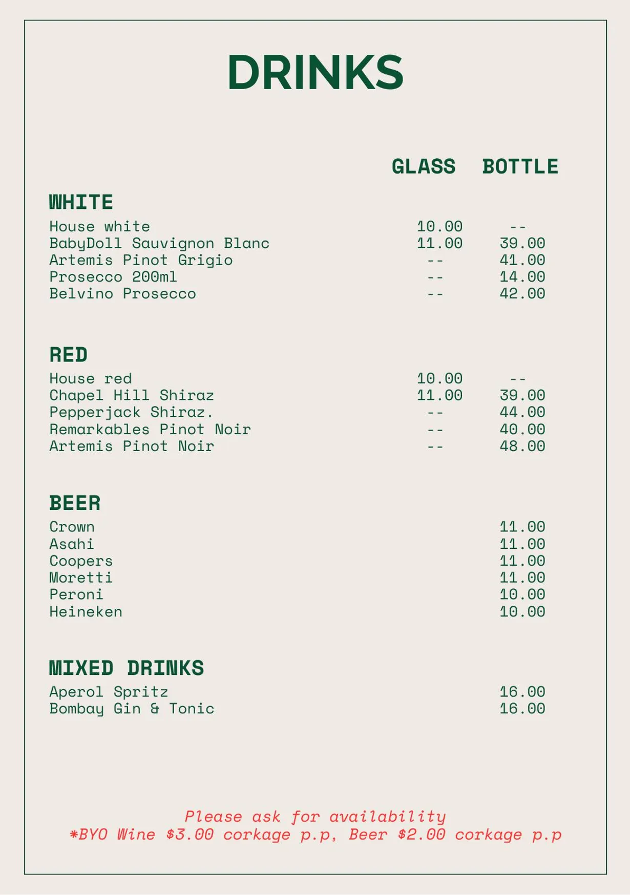 Zapparelli's Pizza menu, page 3
