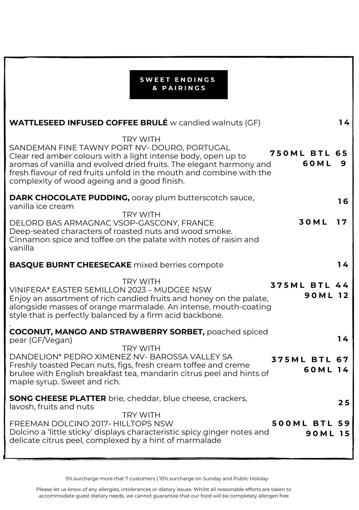 Song Kitchen menu, page 5