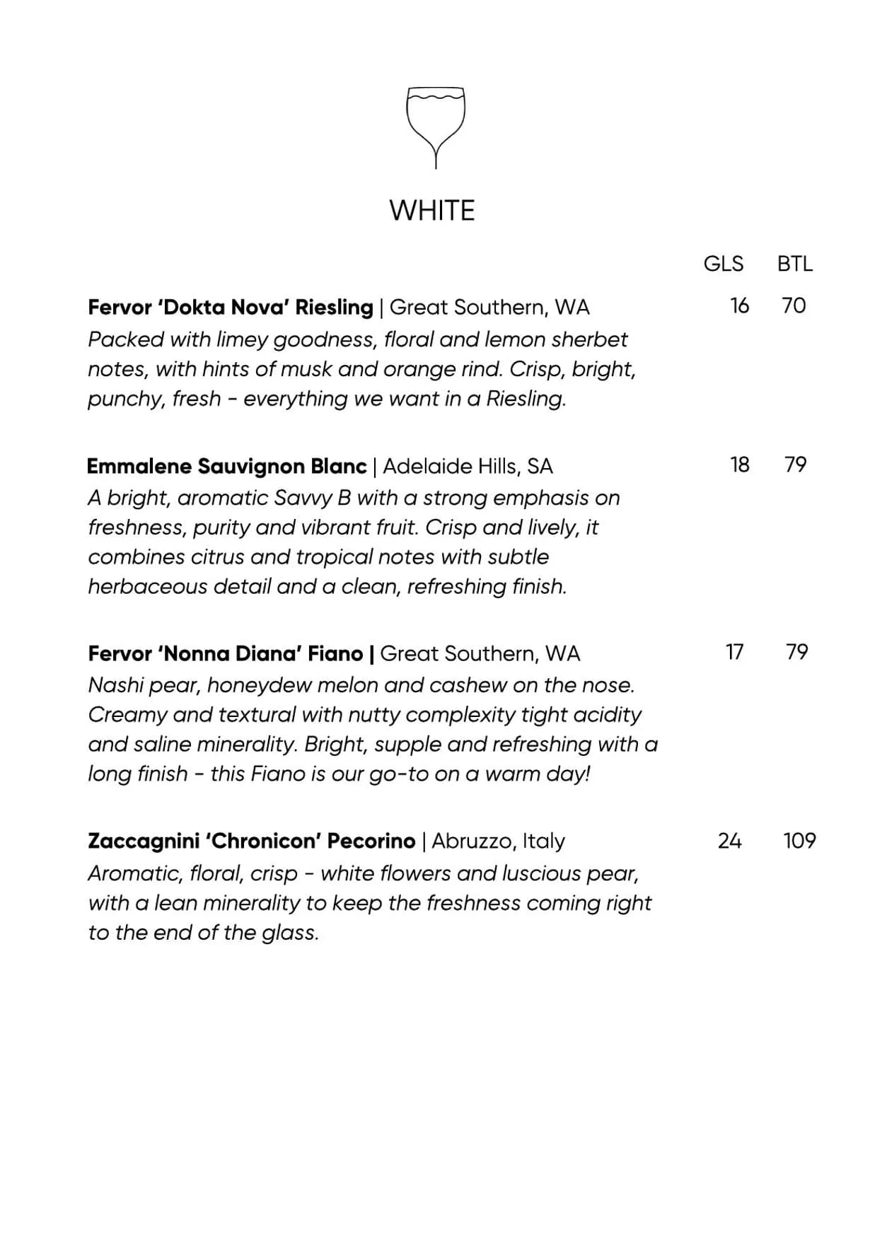 Flight Path Wine Bar menu, page 4
