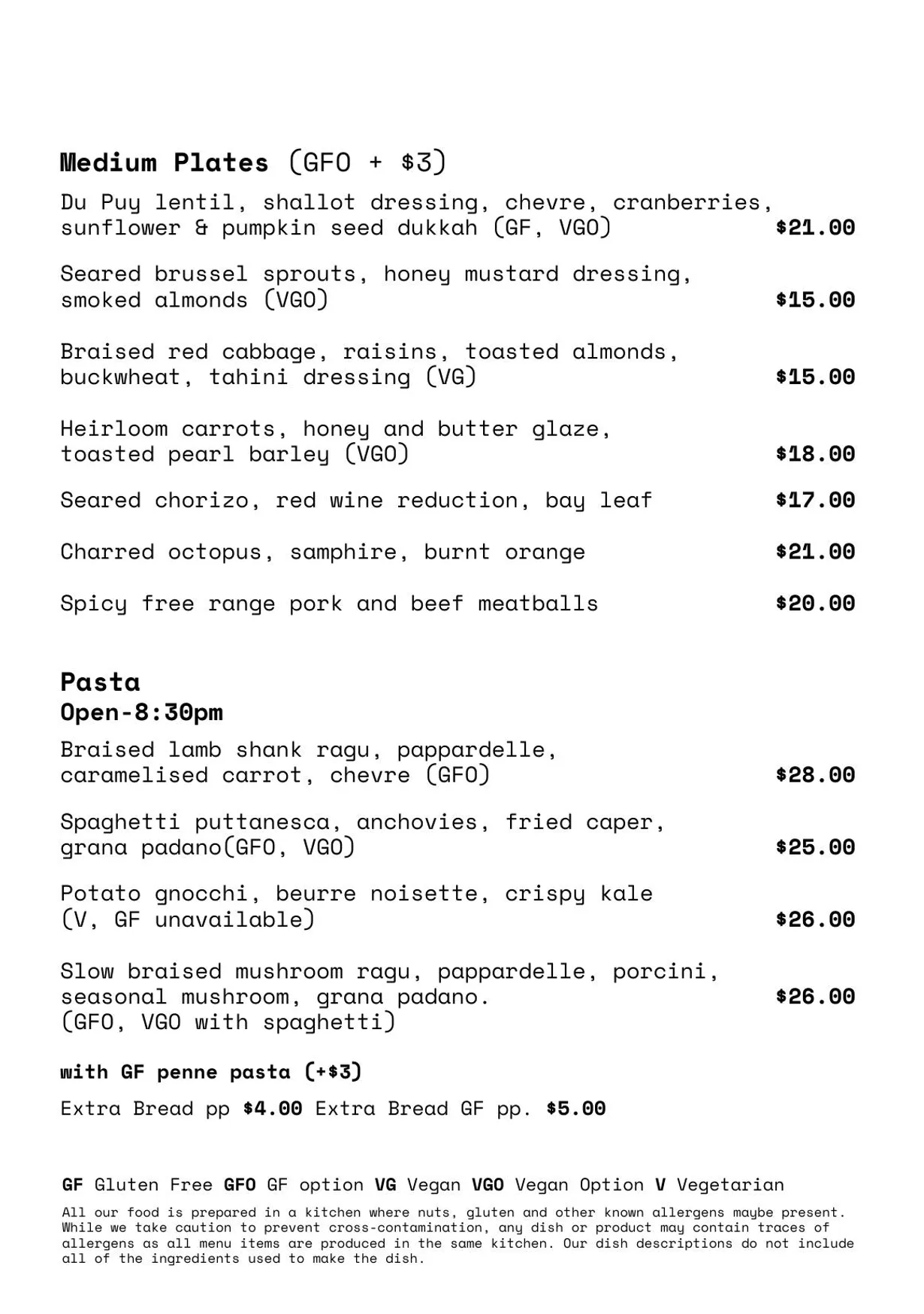 We Three menu, page 2
