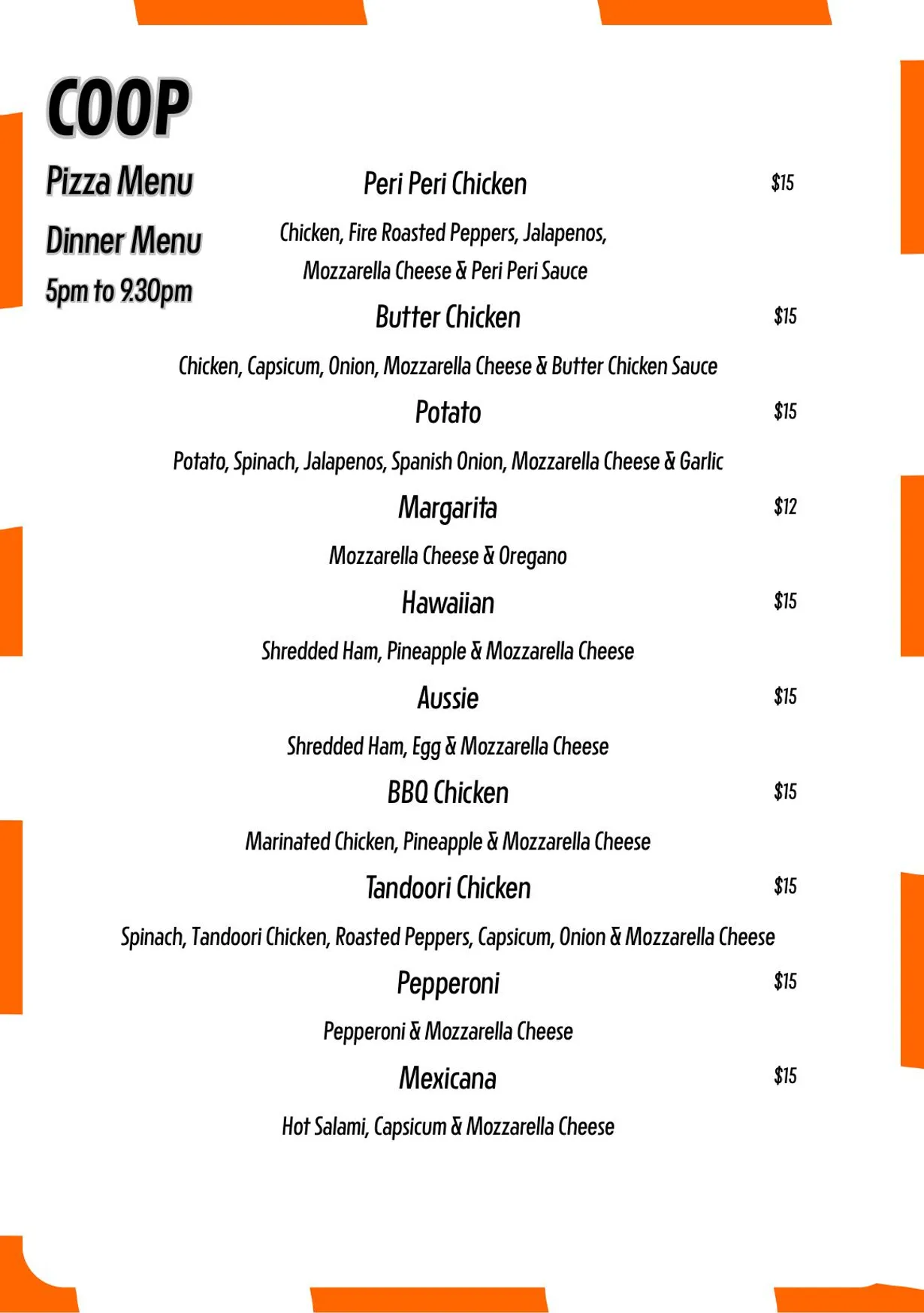 COOP Bar menu, page 4