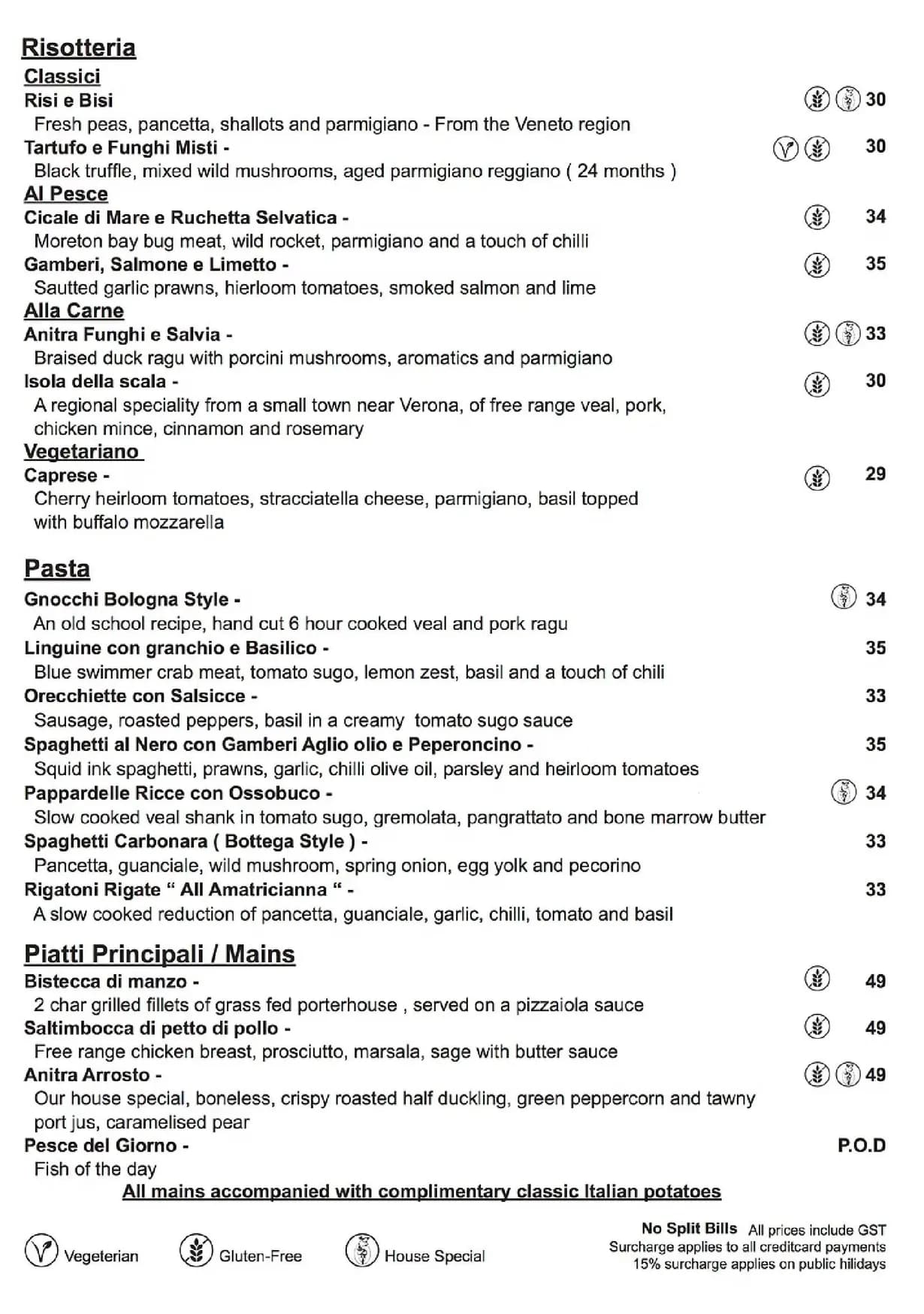 Bottega Chevron Village menu, page 2