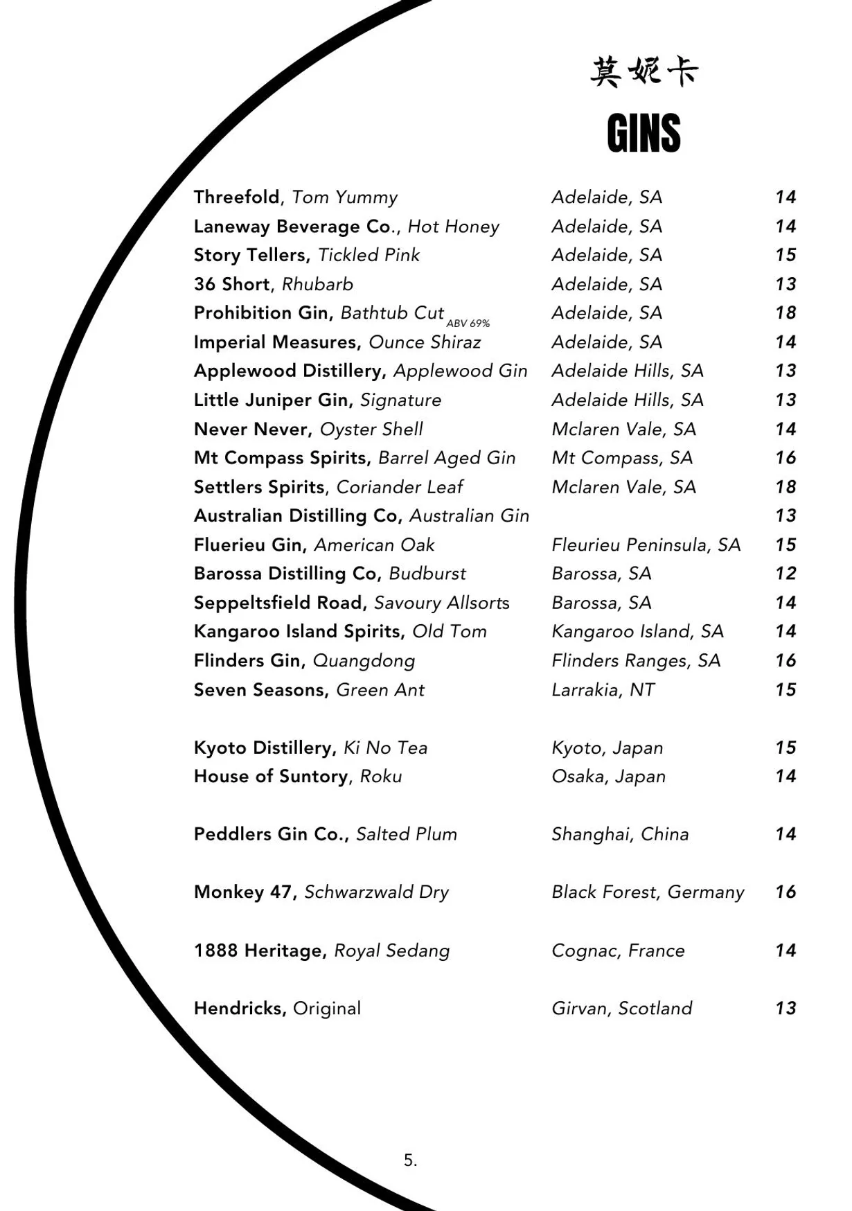Monica Bistro menu, page 8