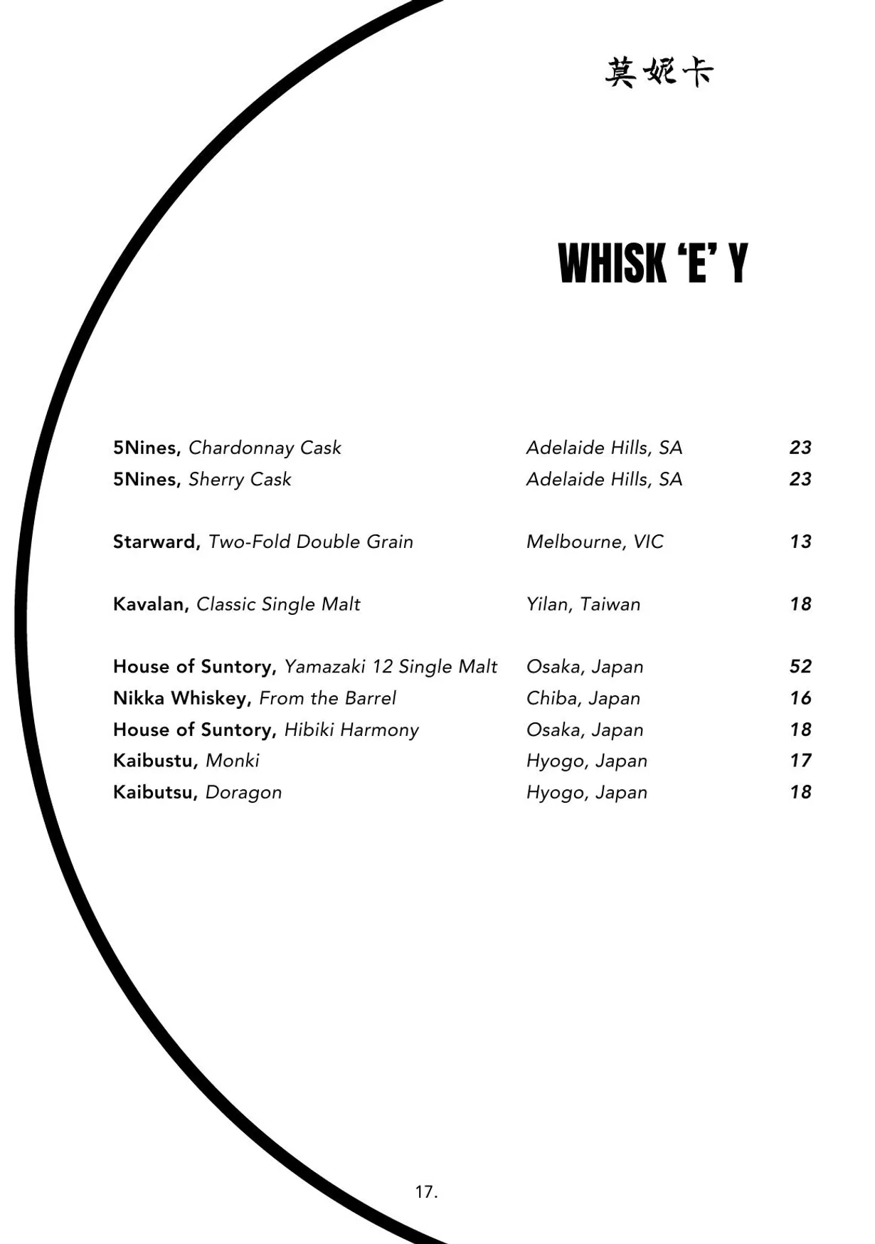 Monica Bistro menu, page 20