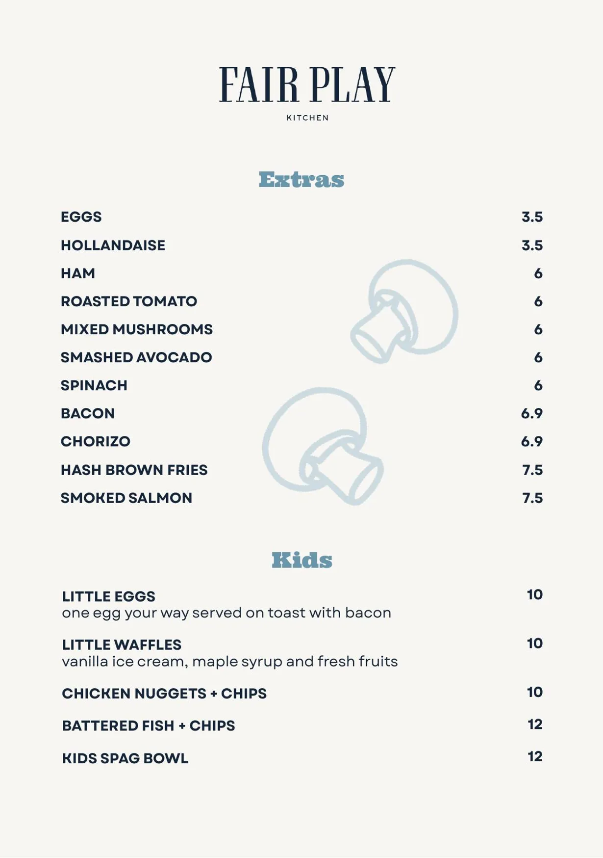 Fair Play Kitchen menu, page 4