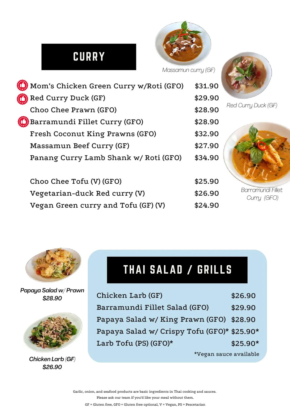 Atom Thai menu, page 6