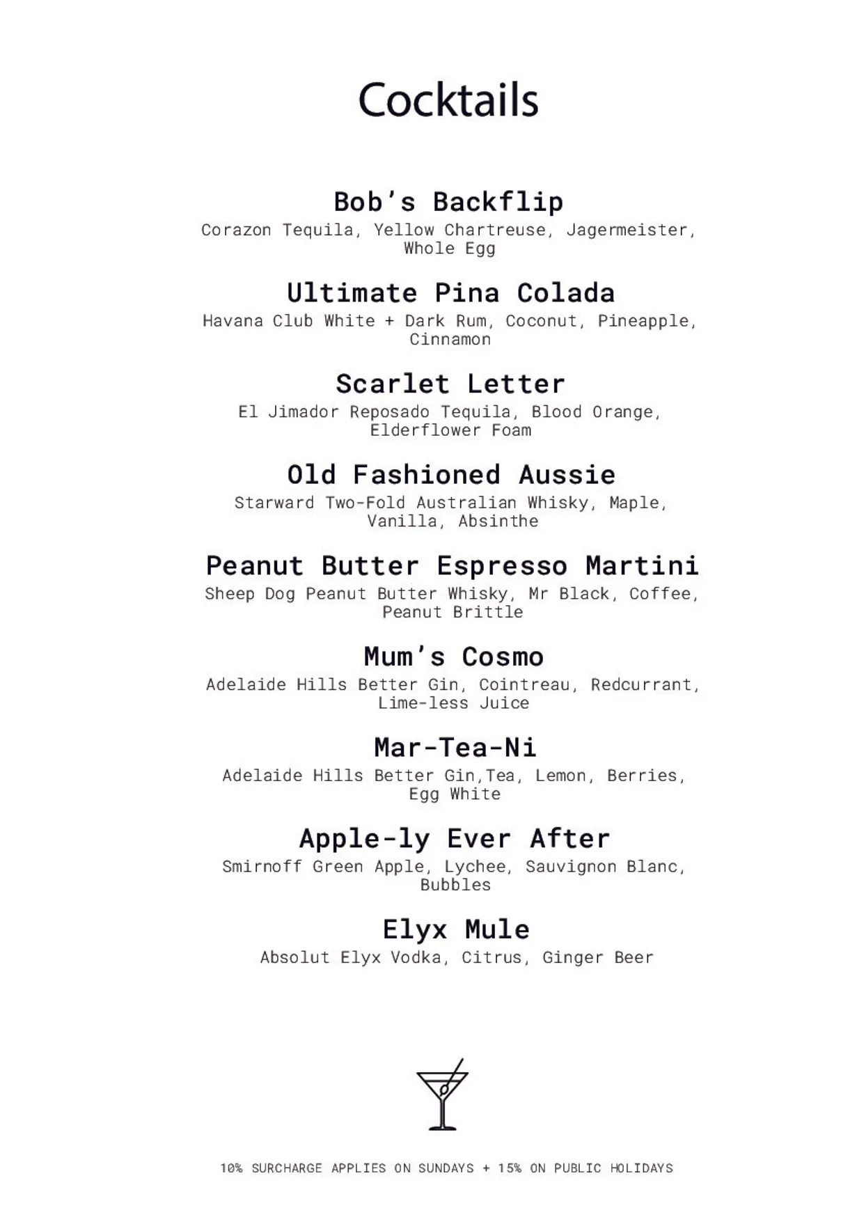 BOBs Beer menu, page 5