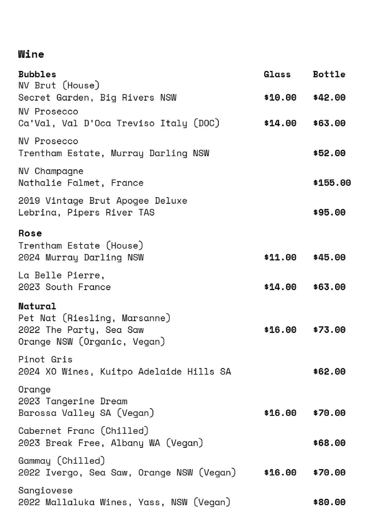 We Three menu, page 5