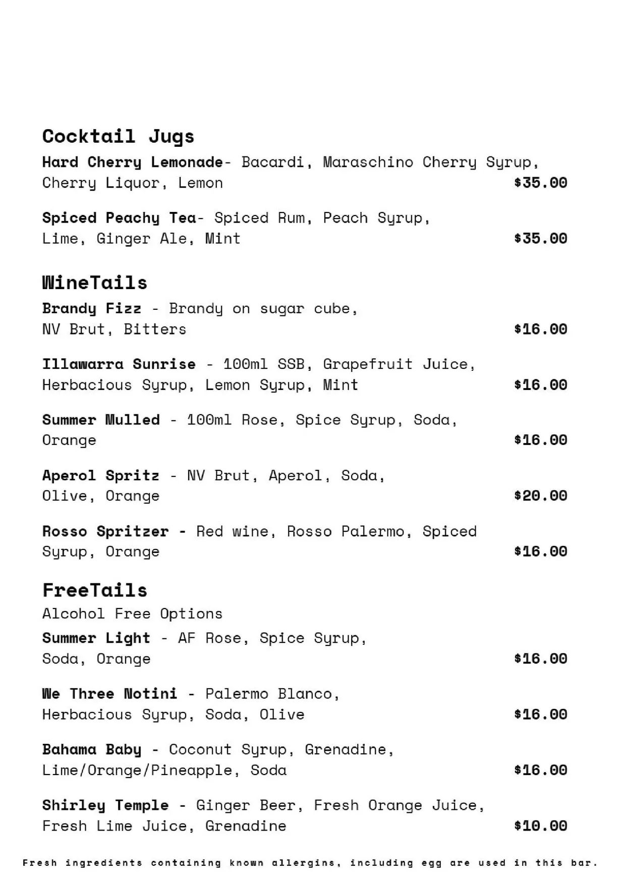We Three menu, page 9