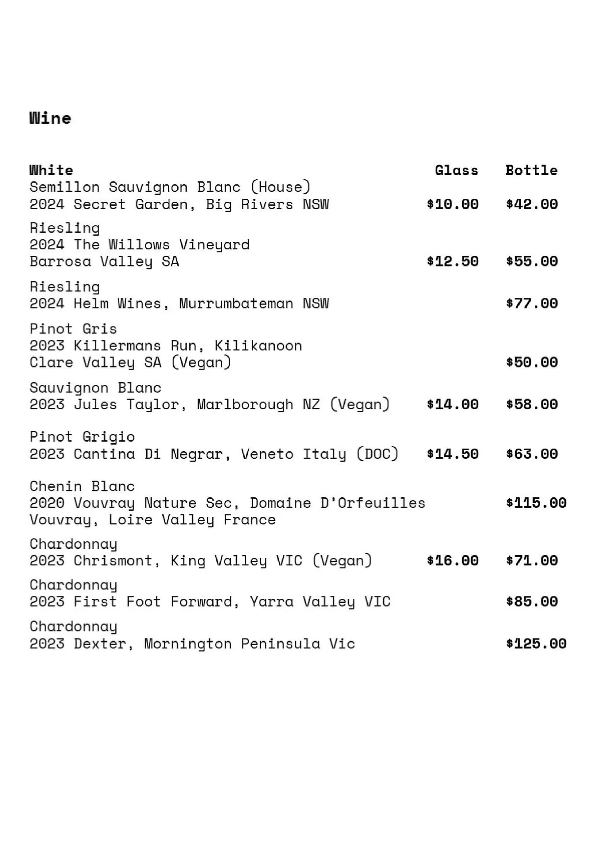 We Three menu, page 6