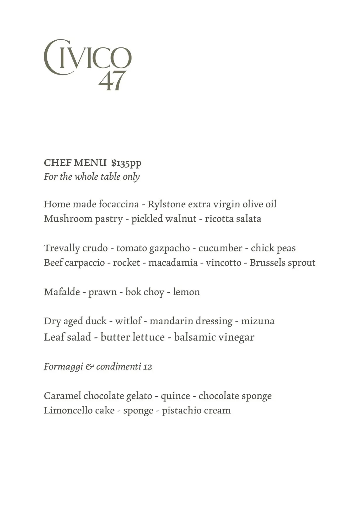 Civico 47 menu, page 3