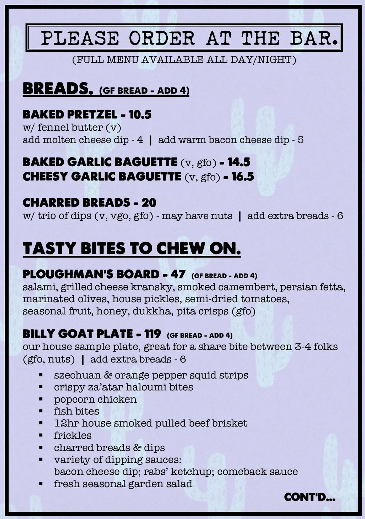 Old Mr Rabbit menu, page 4