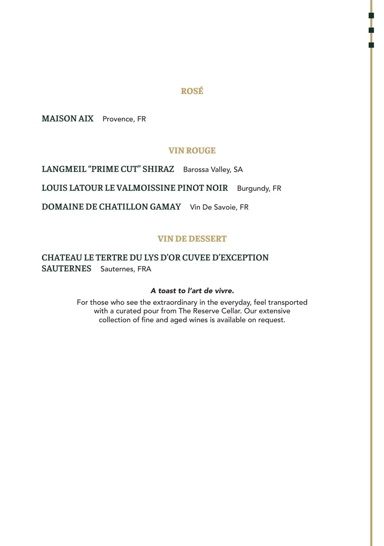Belle Époque menu, page 10