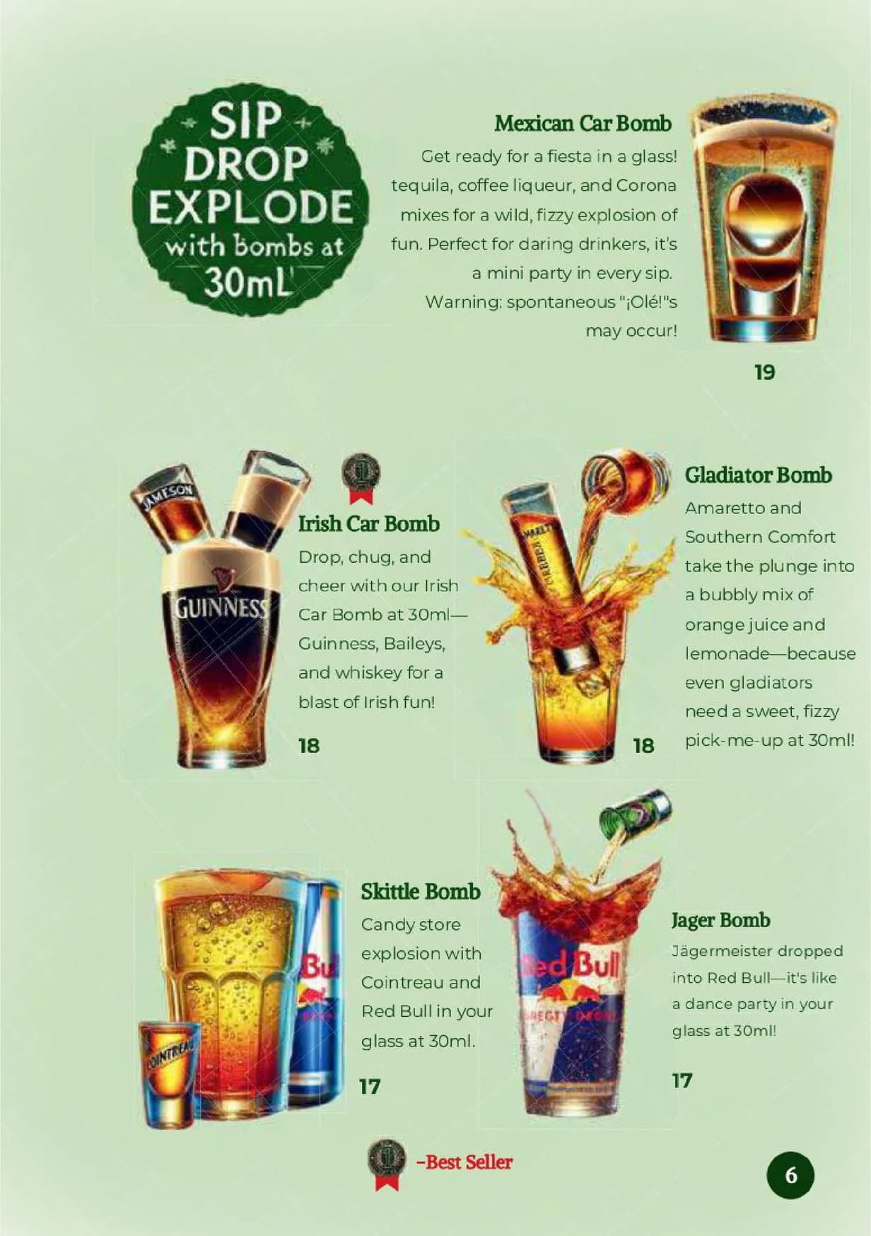 30ML Bar & Restaurant menu, page 20
