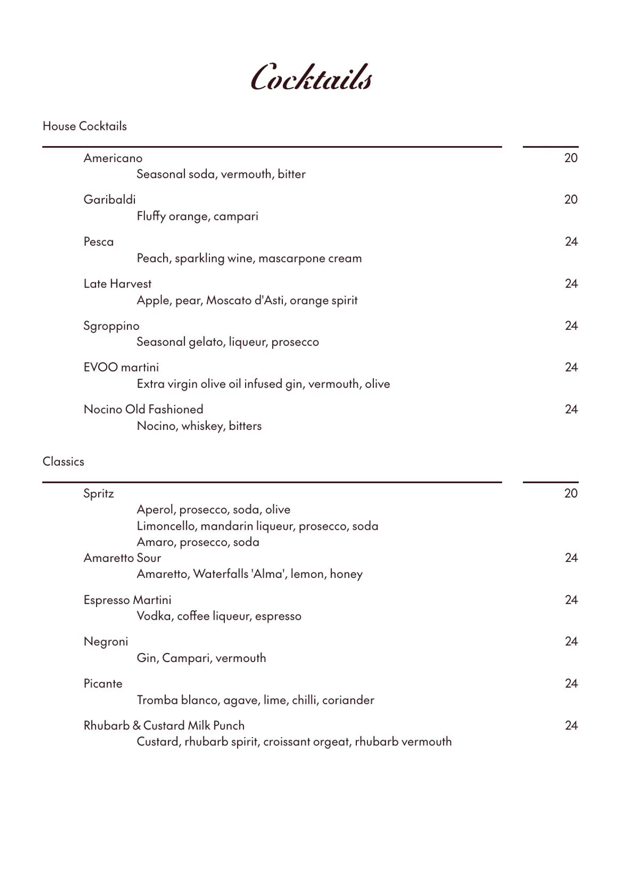 Amatrice Rooftop Restaurant menu, page 6