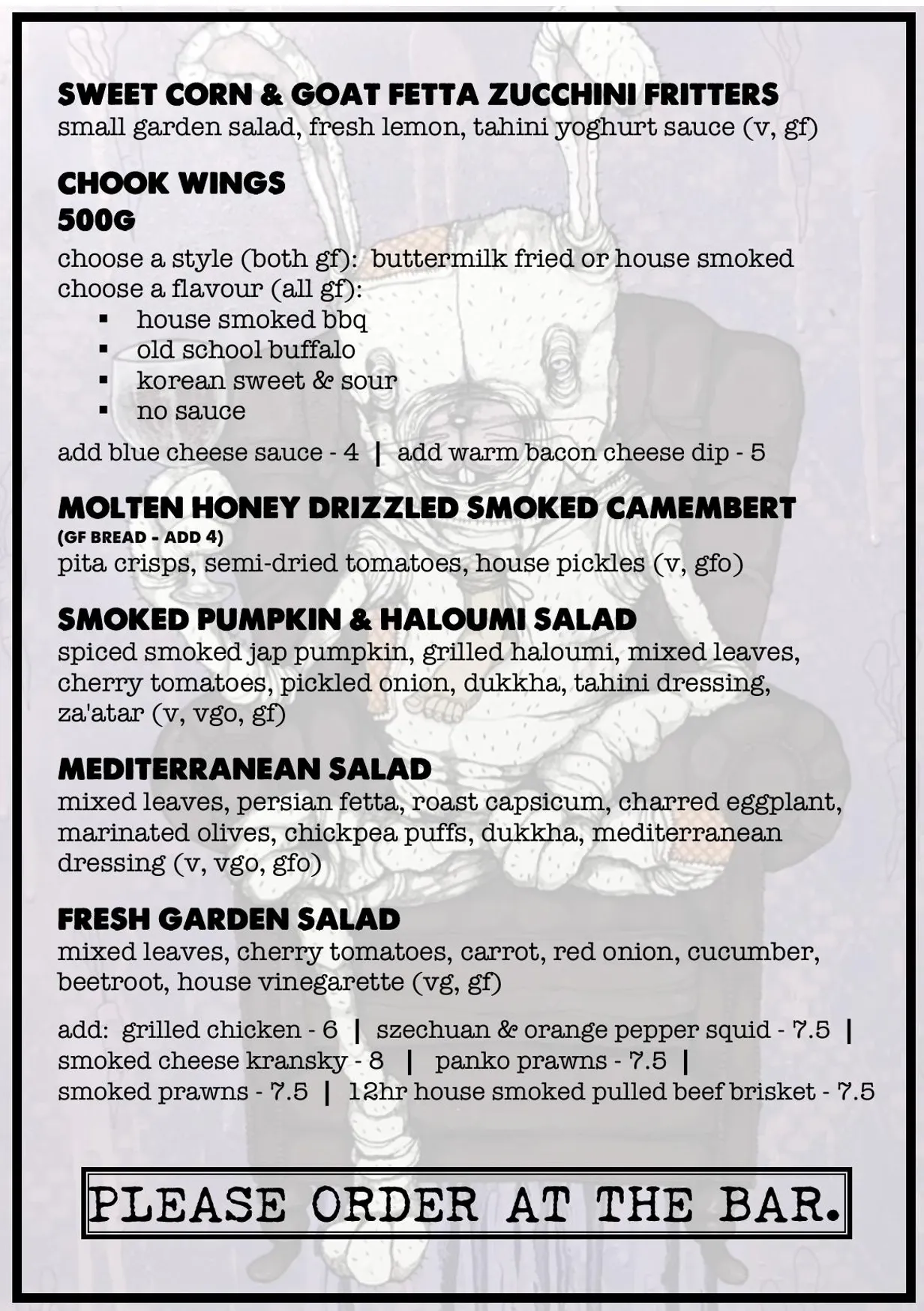 Old Mr Rabbit menu, page 28