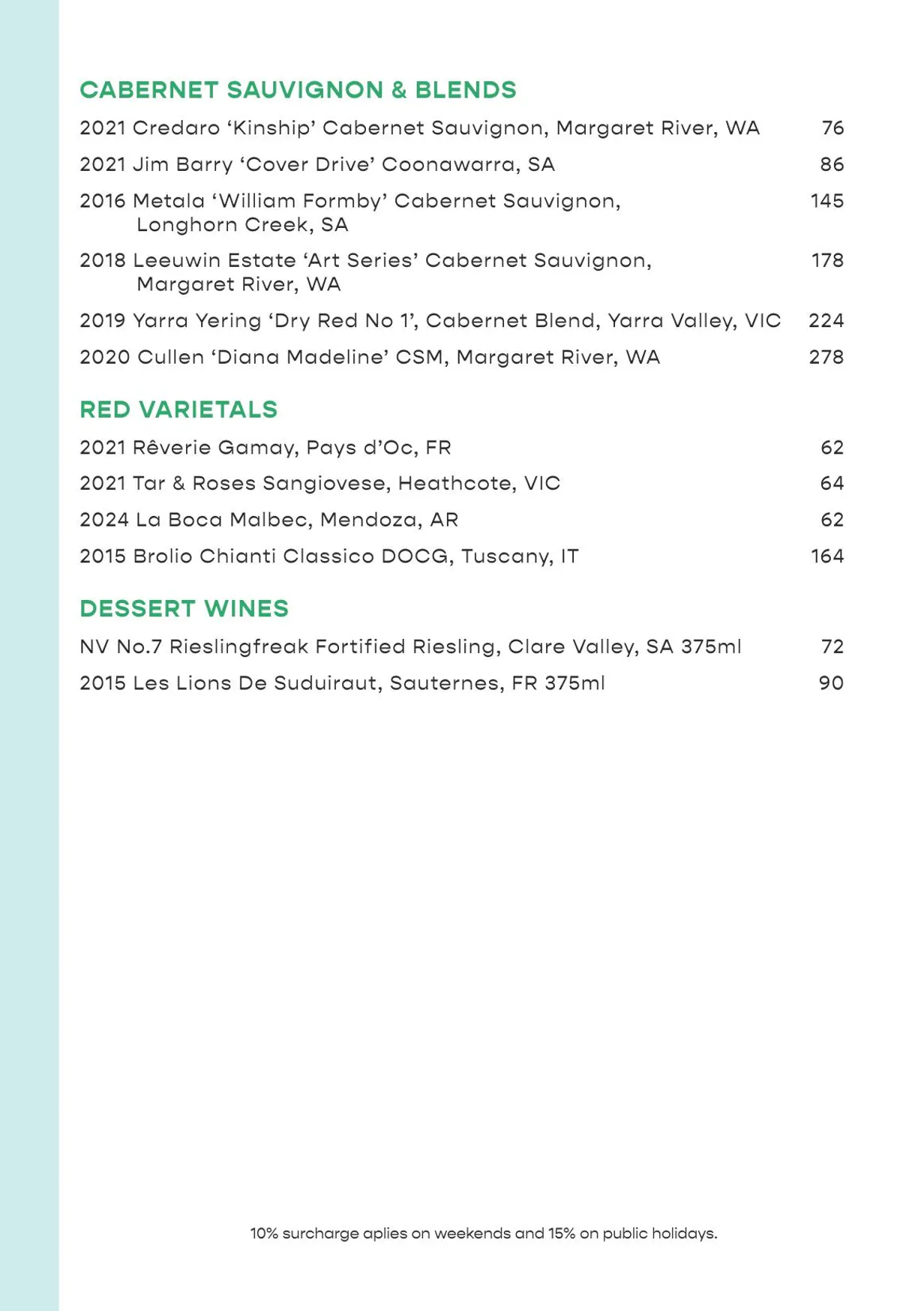 Hibiscus Bar & Terrace menu, page 19