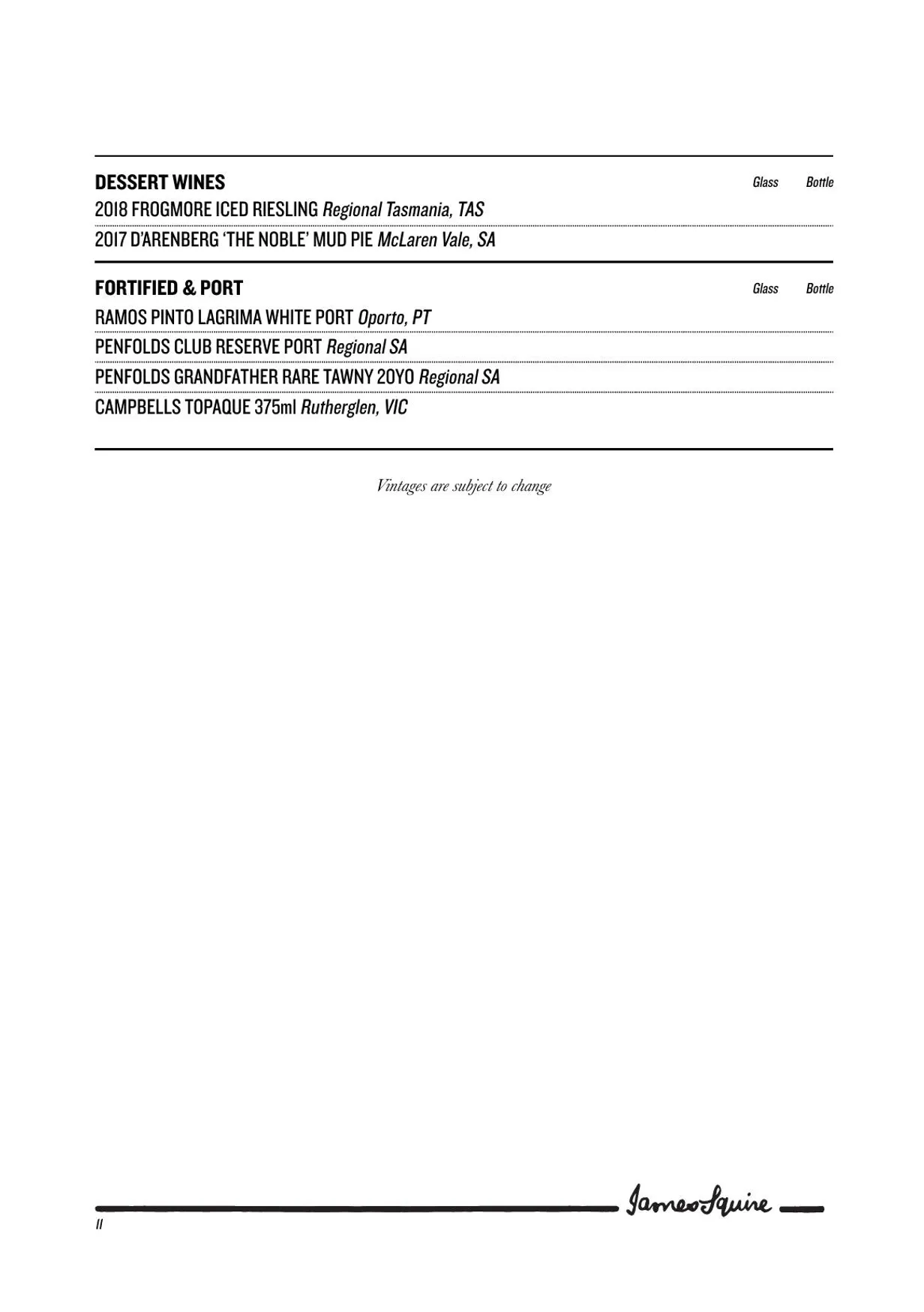 The Squire's Steakhouse menu, page 13