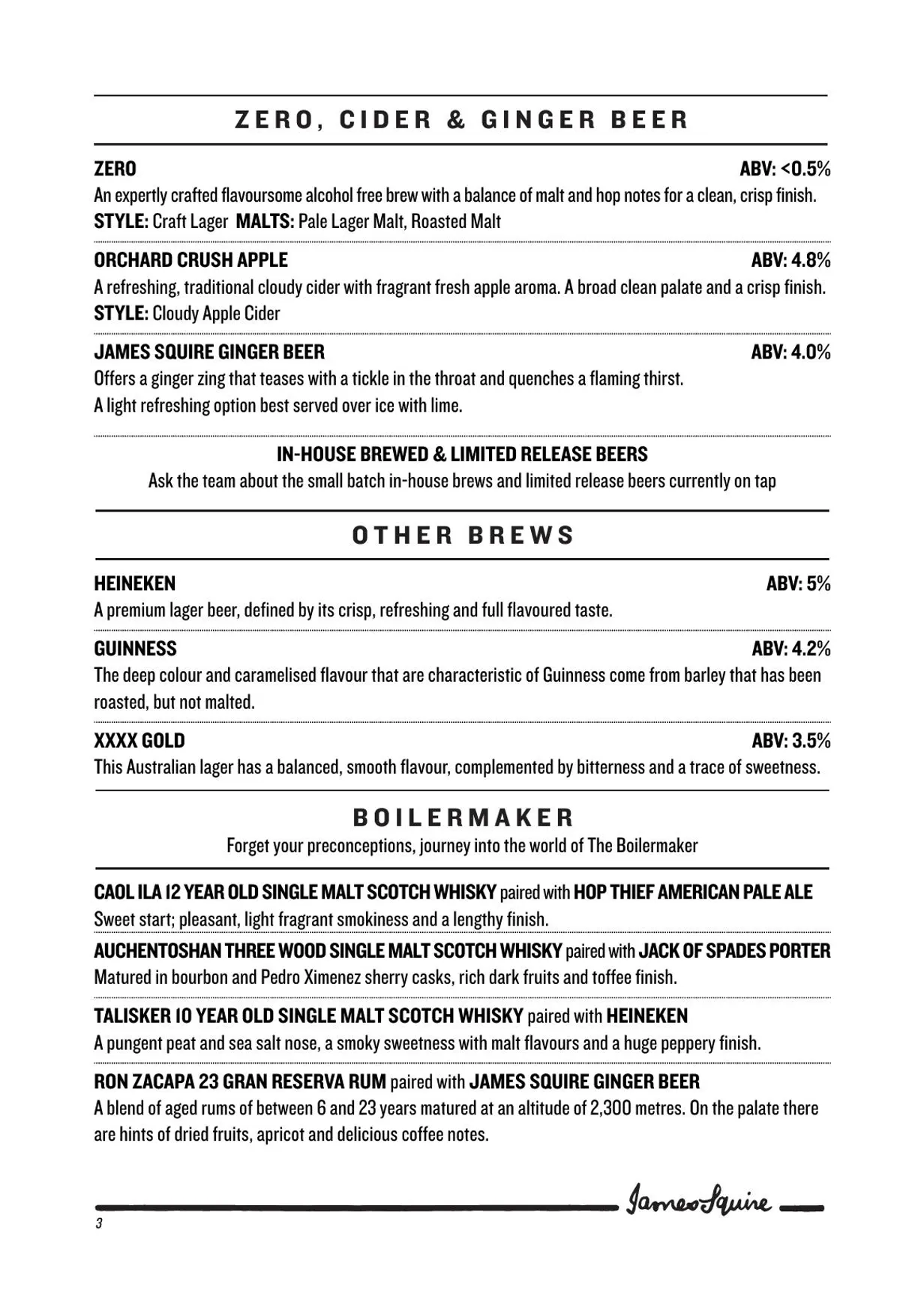 The Squire's Steakhouse menu, page 5