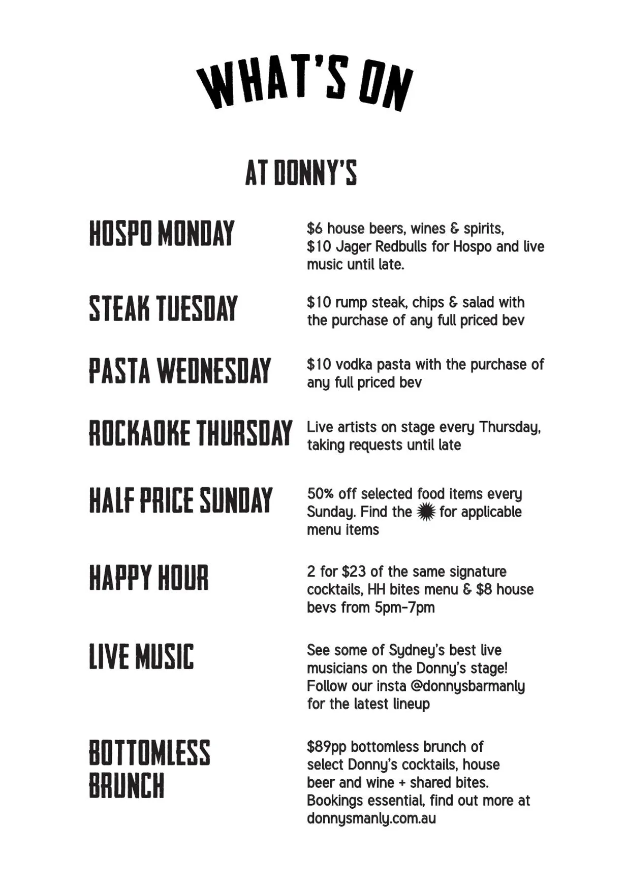 Donny's menu, page 3