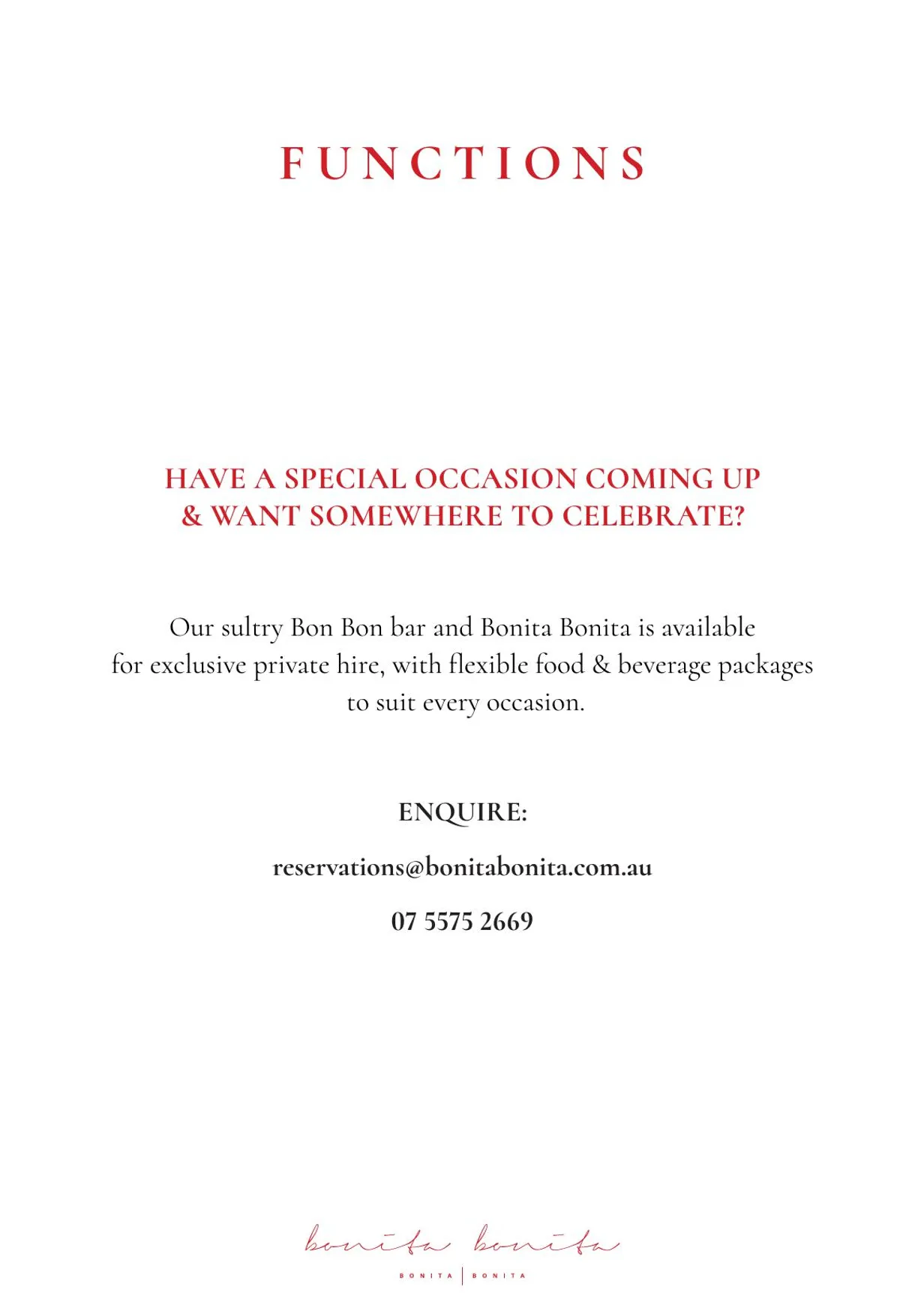 Bonita Bonita menu, page 19