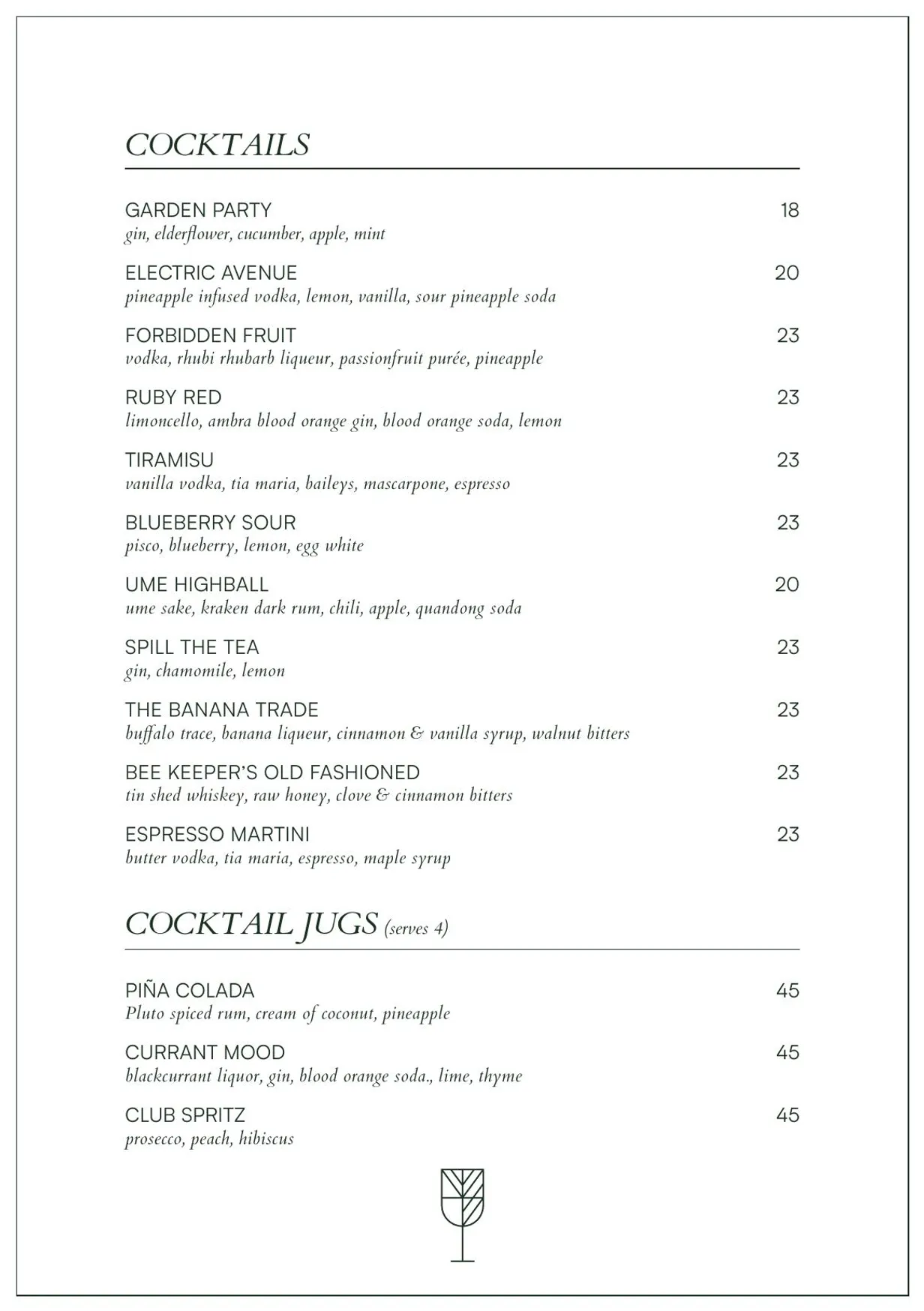 Electra menu, page 12