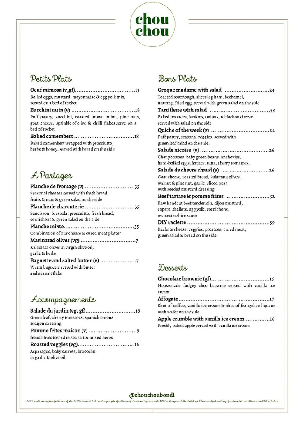 Chouchou menu, page 1