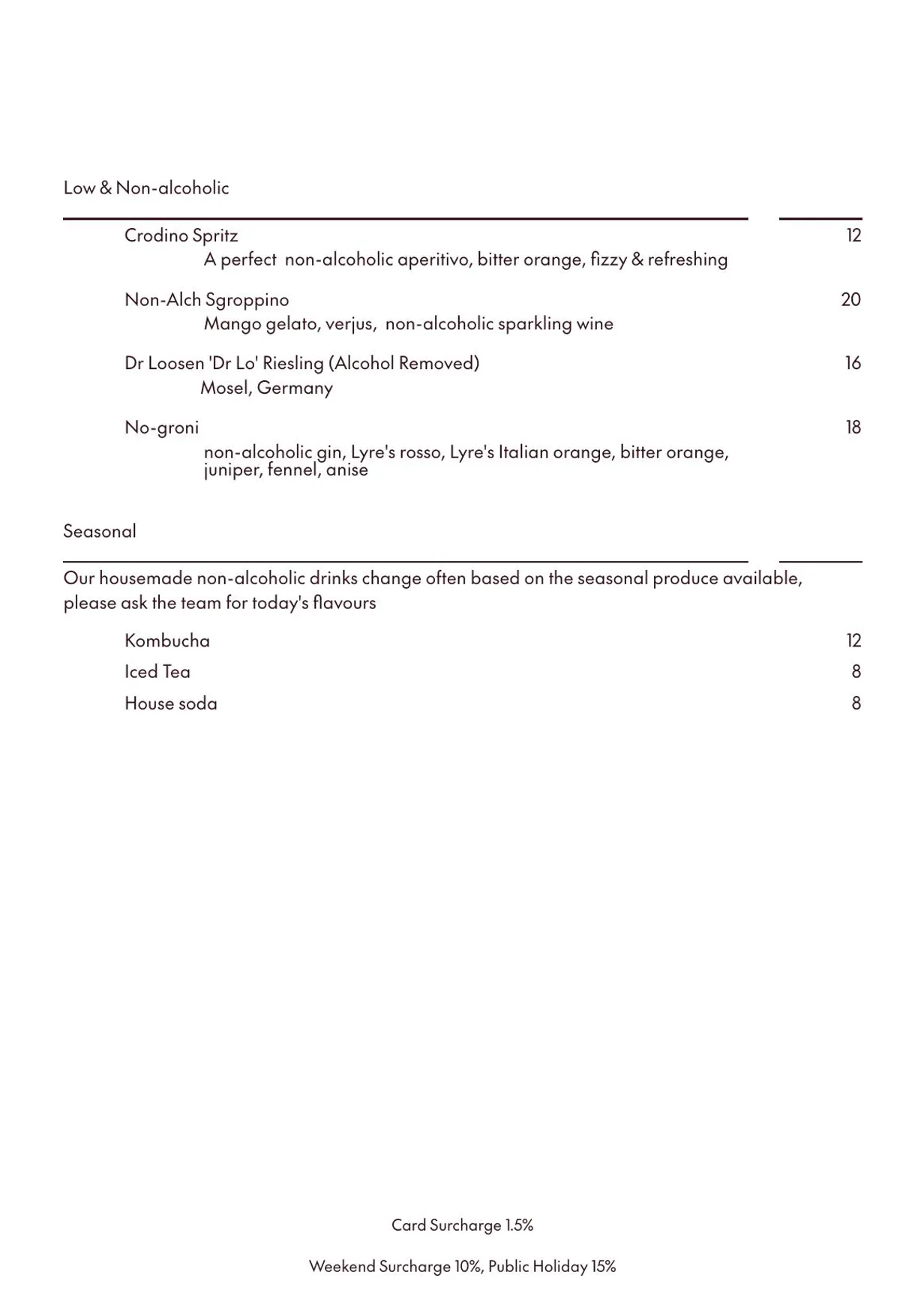 Amatrice Rooftop Restaurant menu, page 7