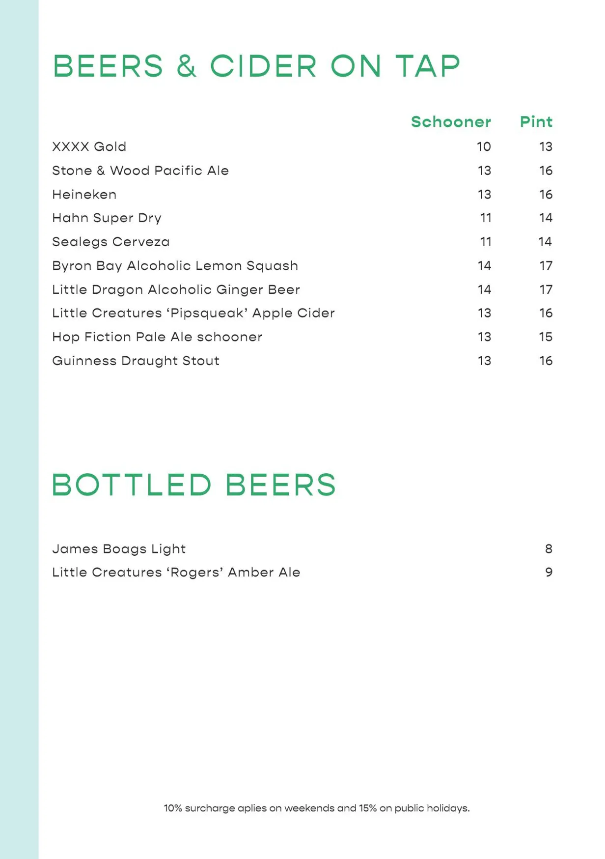 Hibiscus Bar & Terrace menu, page 13