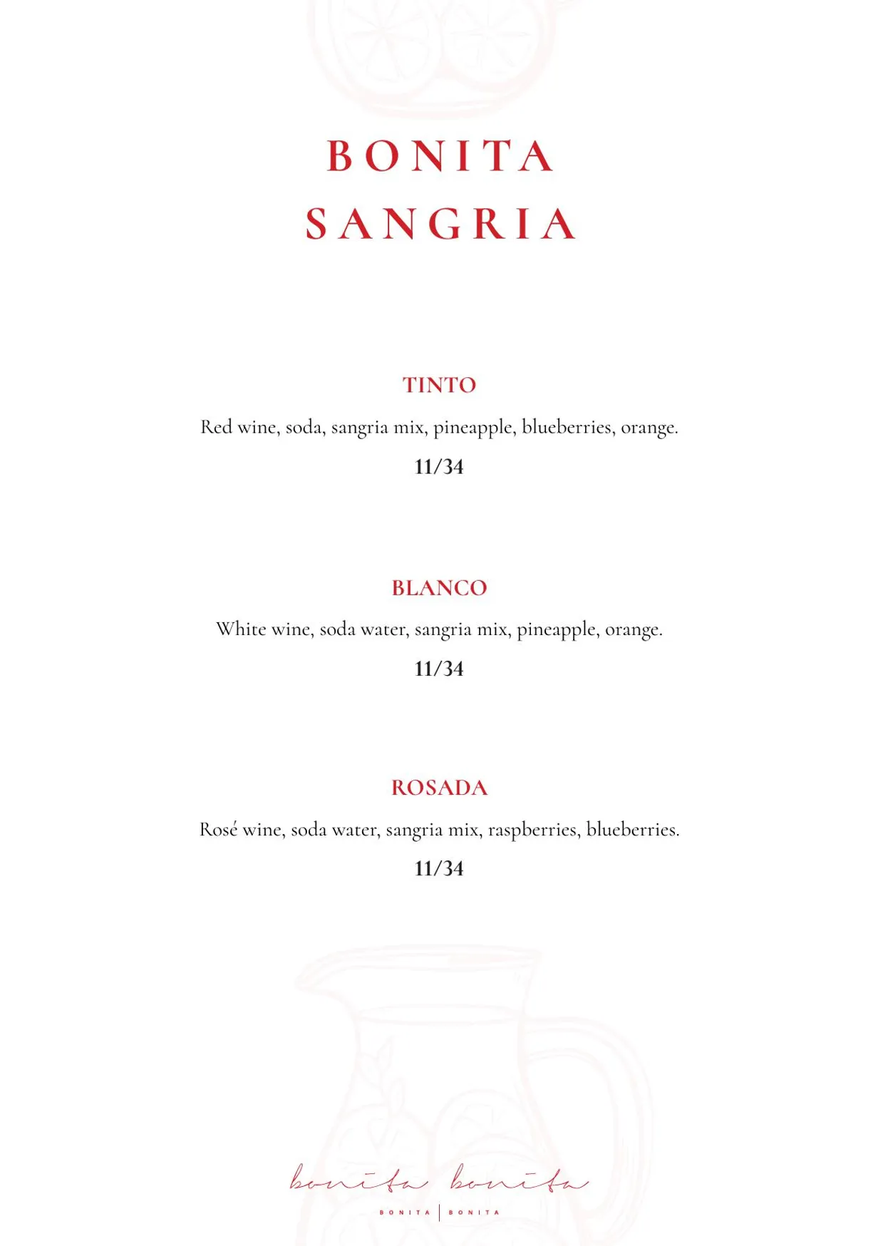 Bonita Bonita menu, page 10