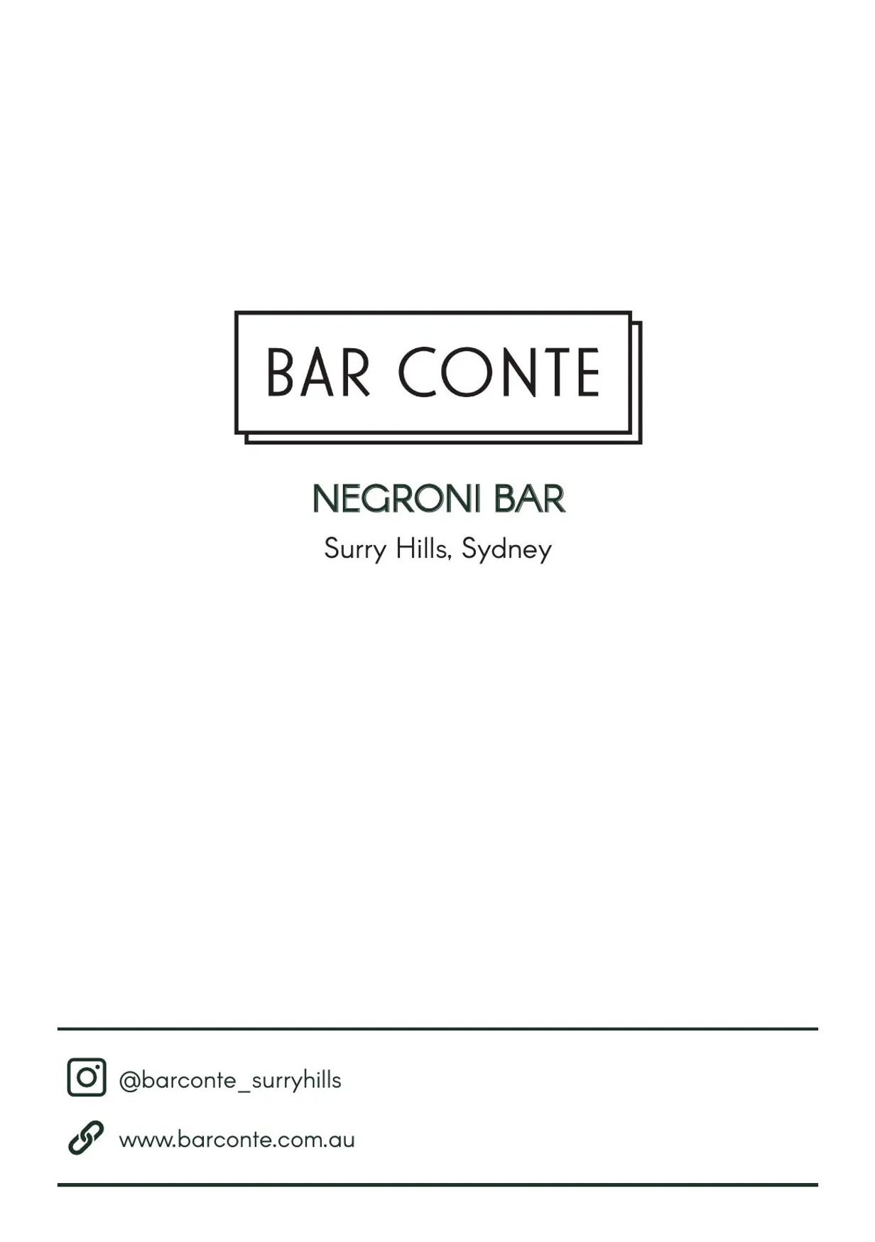 Bar Conte menu, page 1