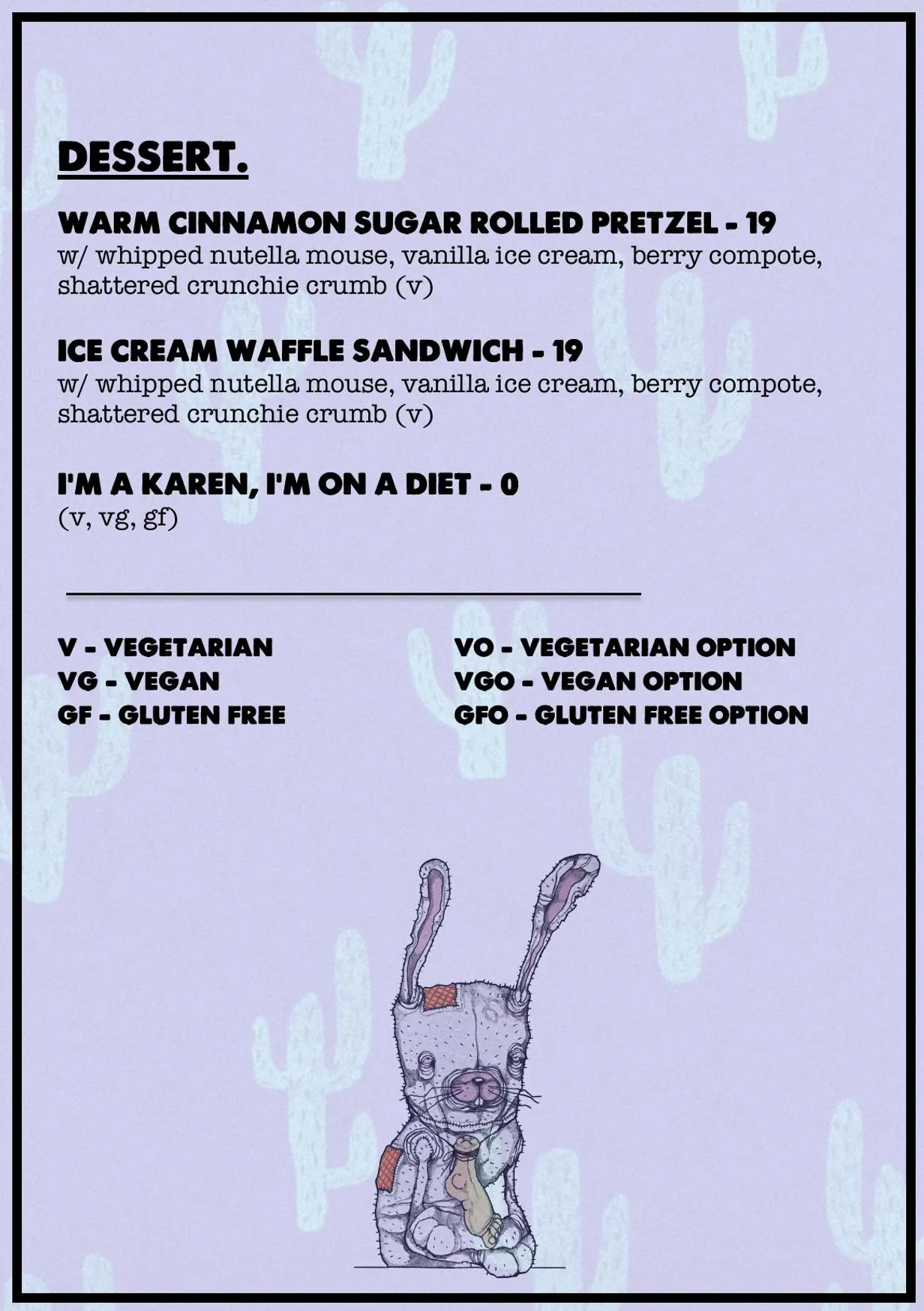 Old Mr Rabbit menu, page 10