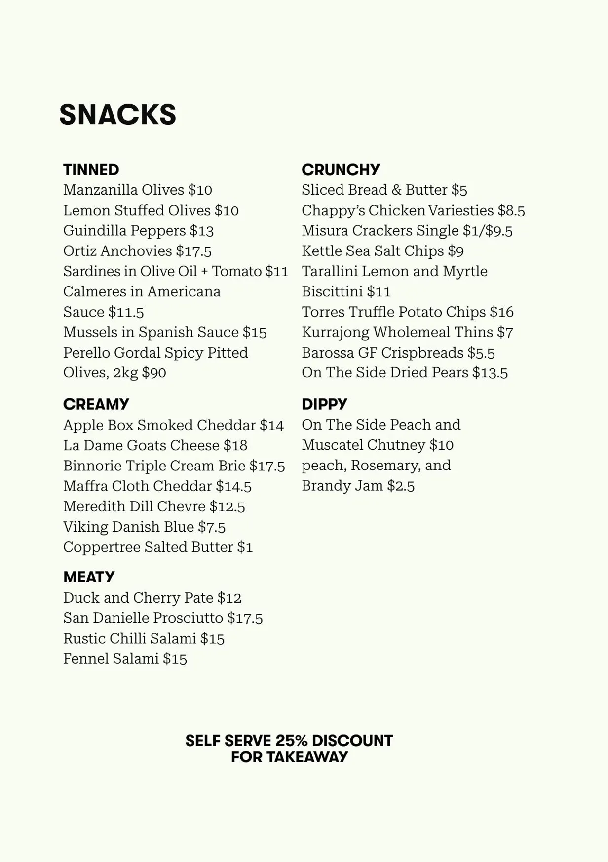 Ester Spirits Distillery menu, page 2