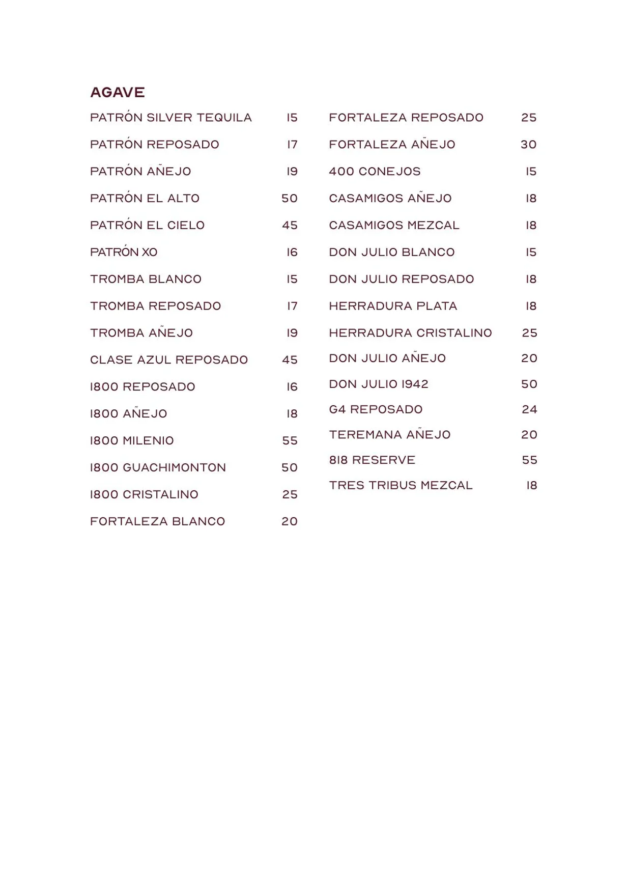 Siroco Rooftop menu, page 10