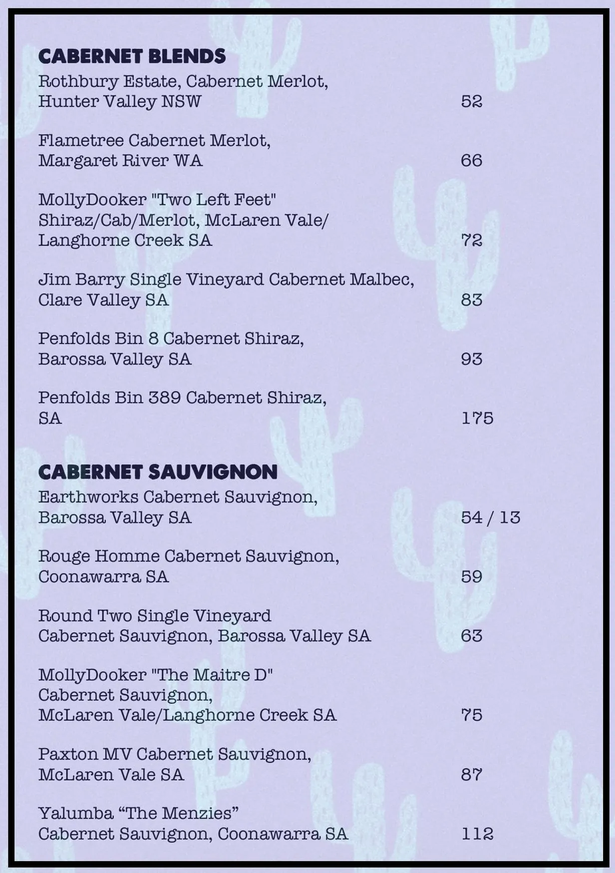 Old Mr Rabbit menu, page 20